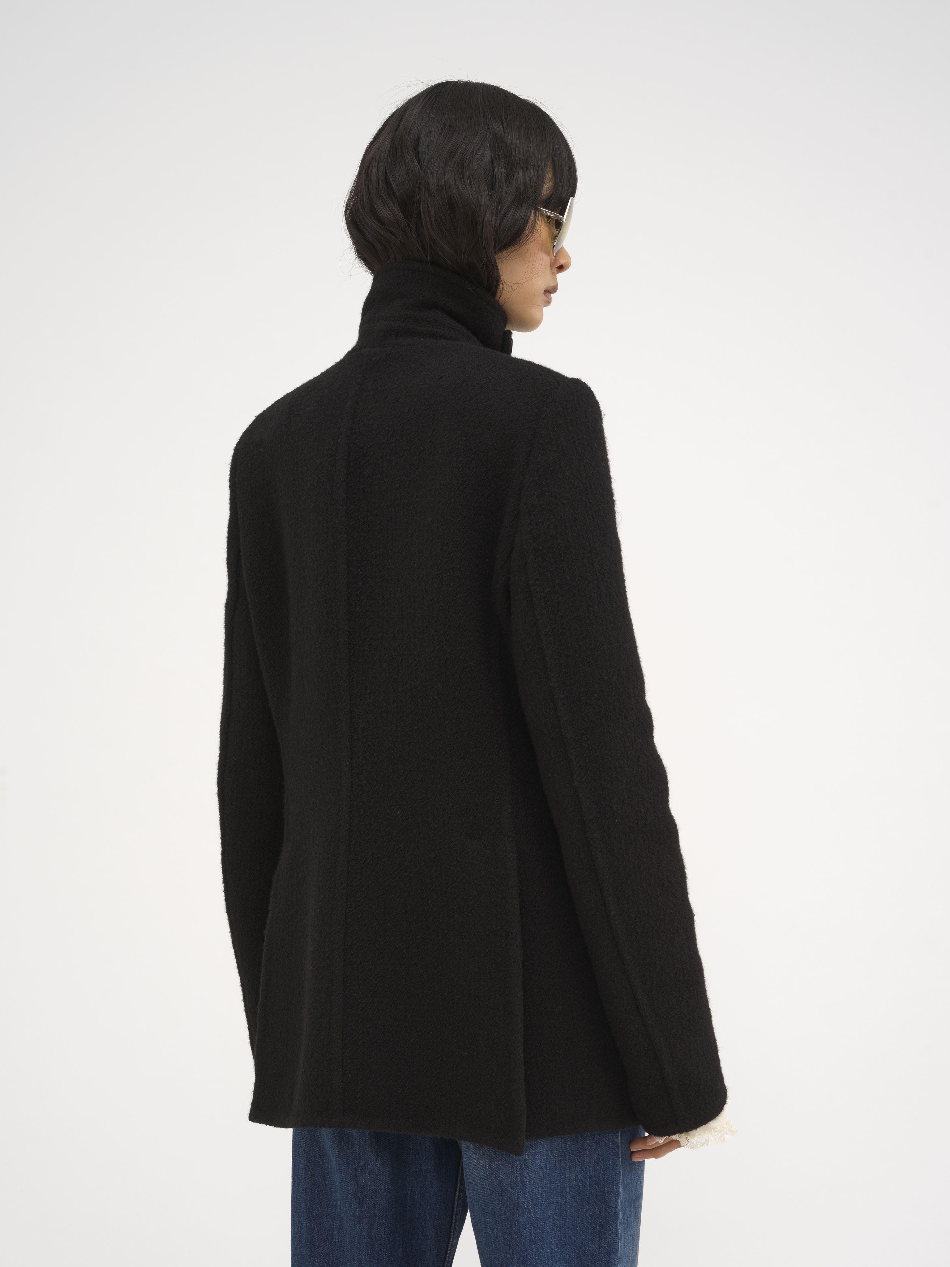 Chloé Long Officer Jacket In Bouclé Wool in Black | Lyst