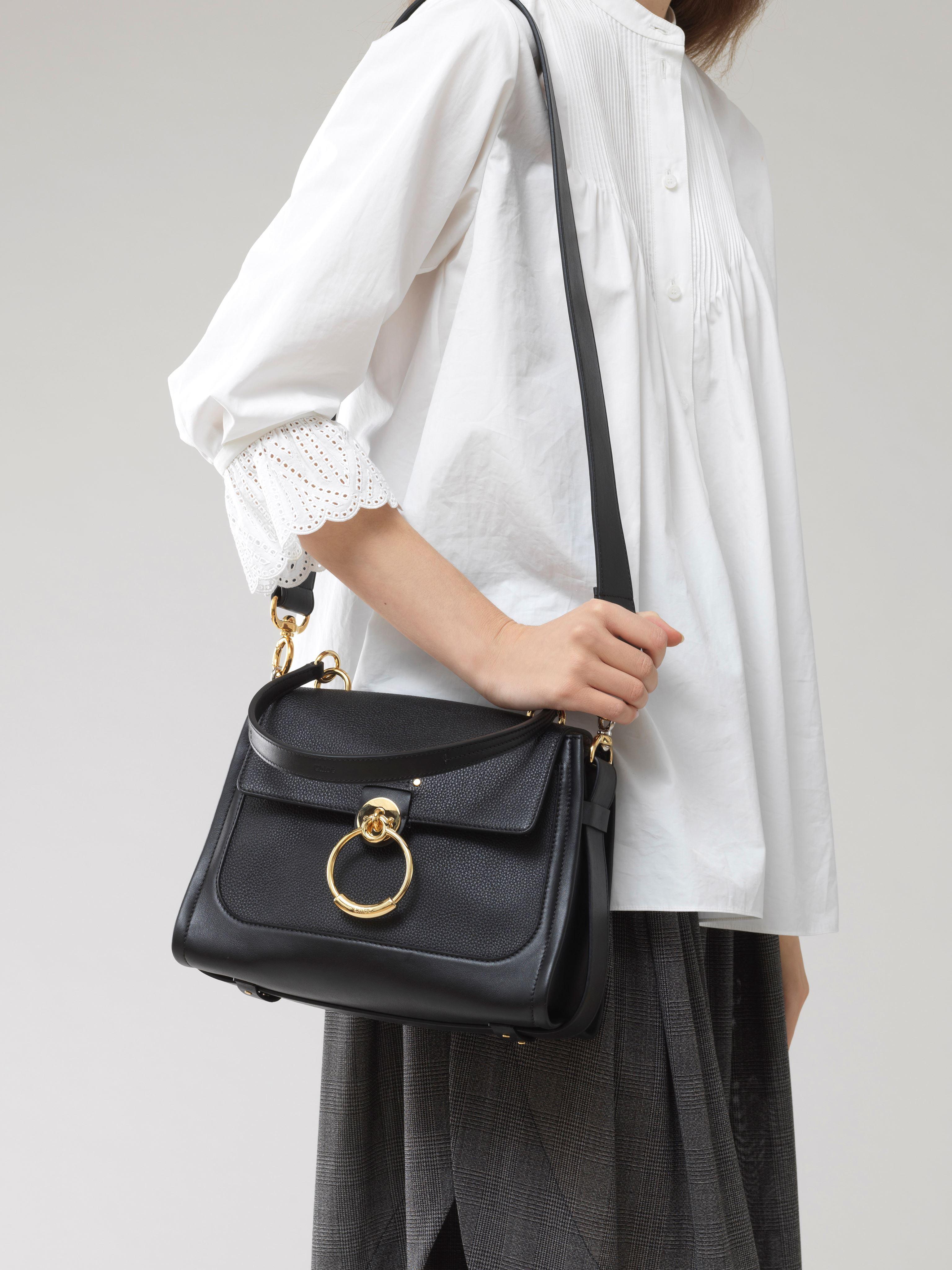 chloé small tess leather saddle bolsa