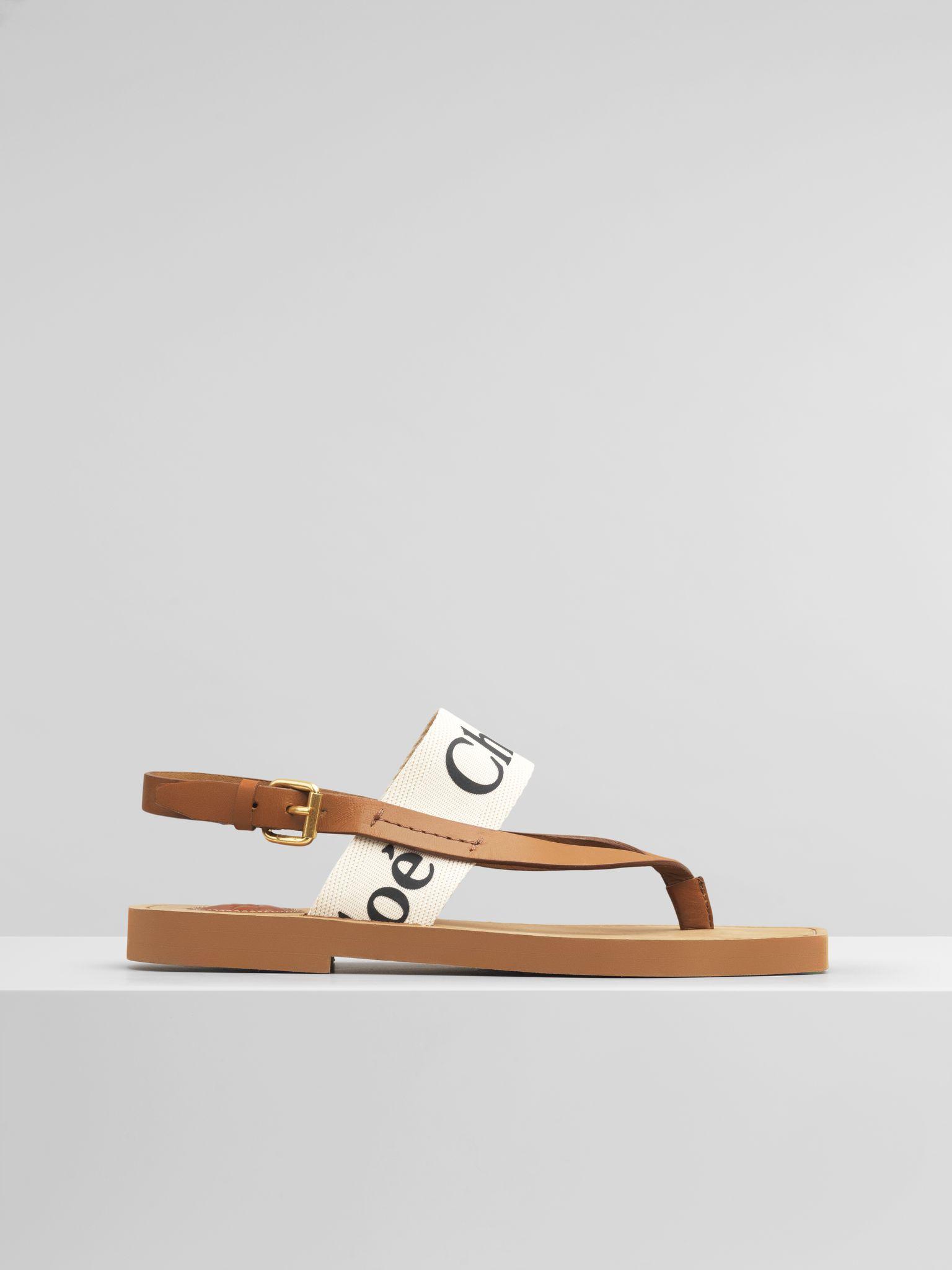 ChloÃ© Leather Woody Flat Sandal in White - Lyst