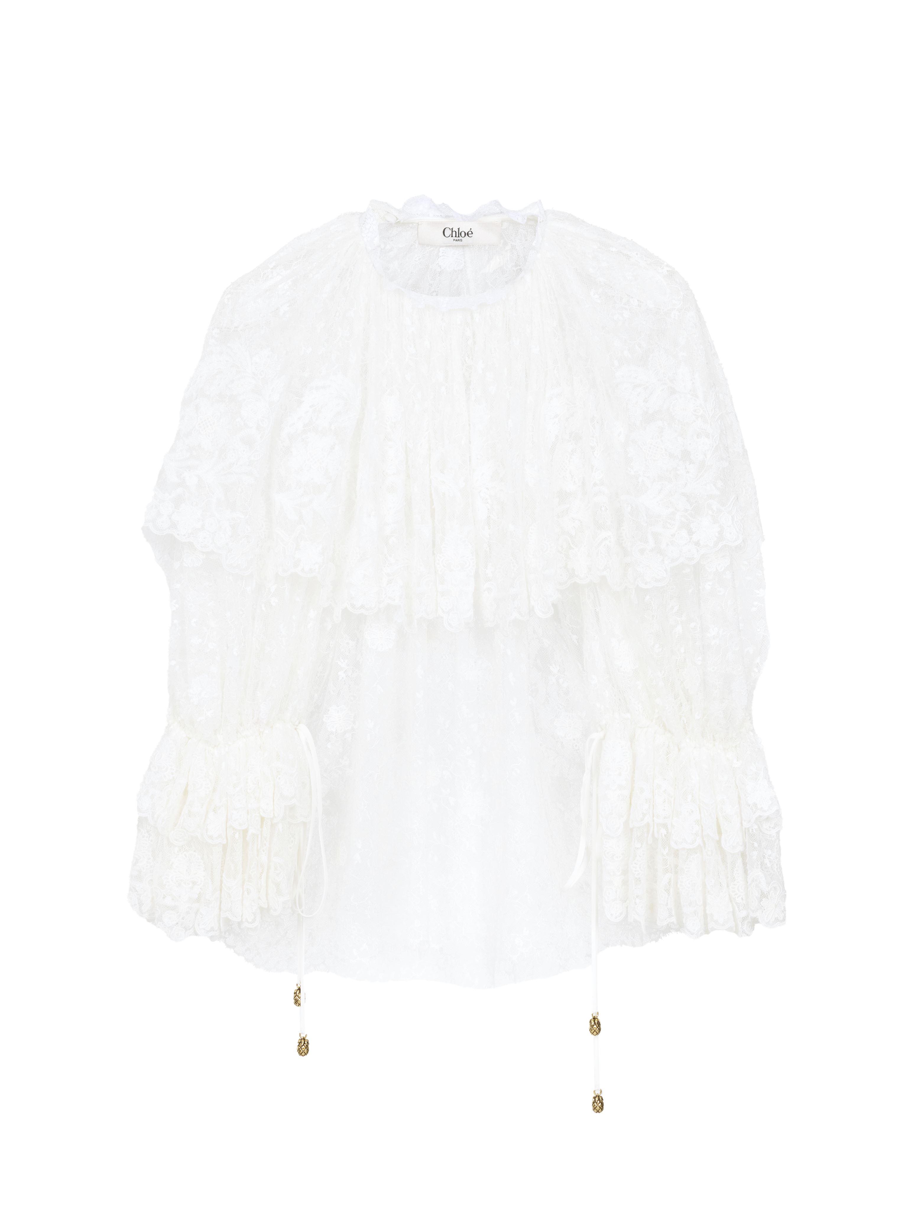 Chloé Gathered Top In Lace in White | Lyst
