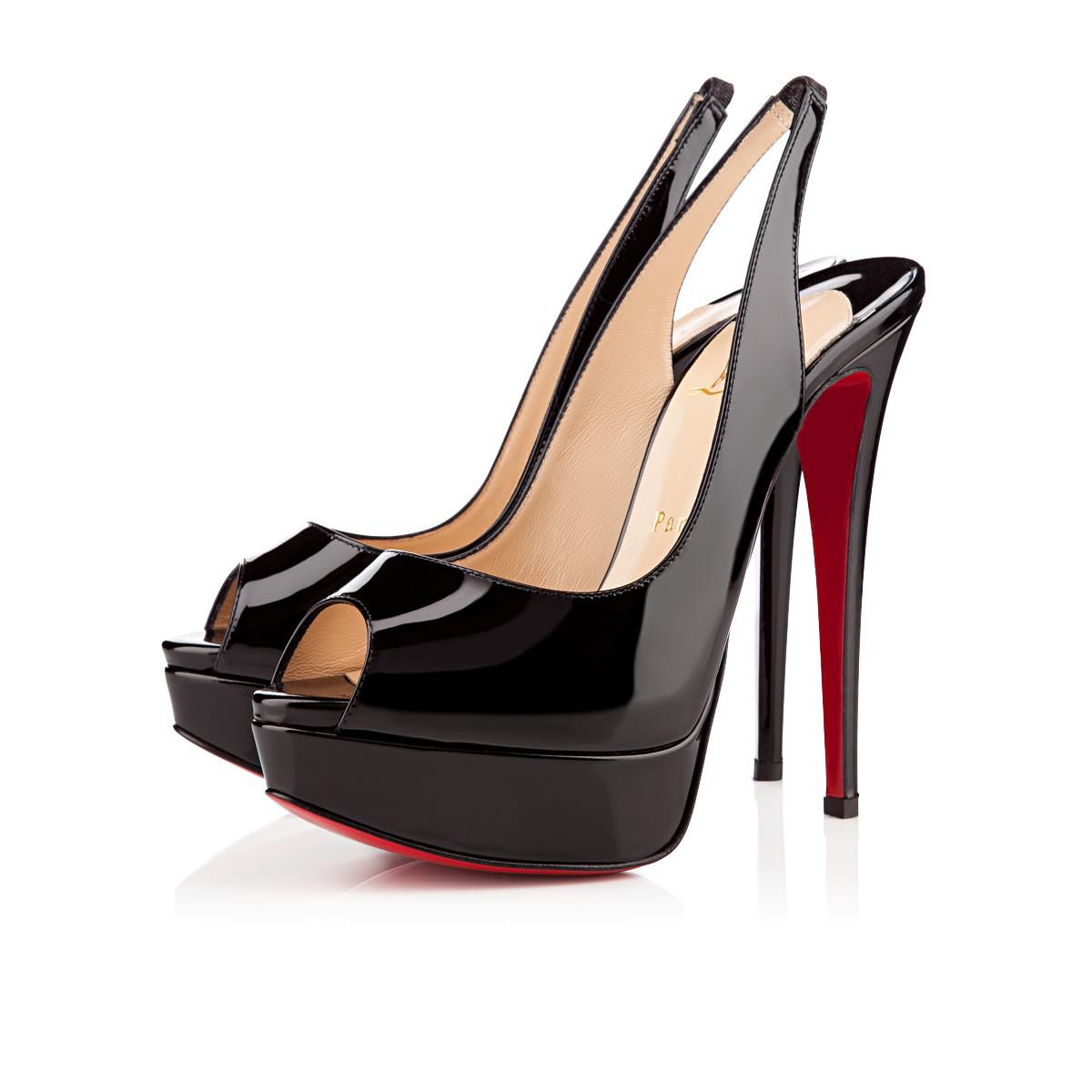 Christian Louboutin Lady Peep Sling in Black - Lyst