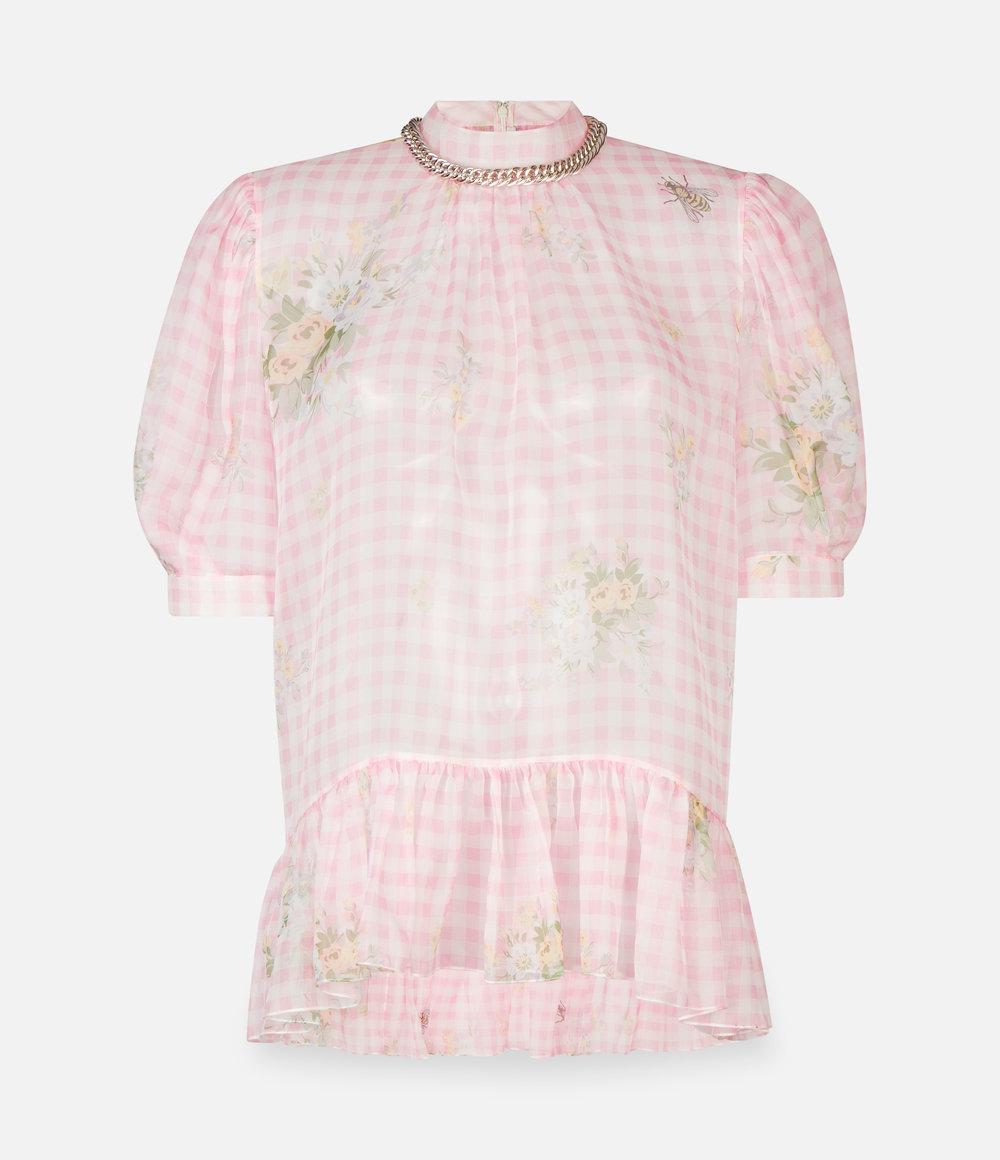 womens pink gingham top