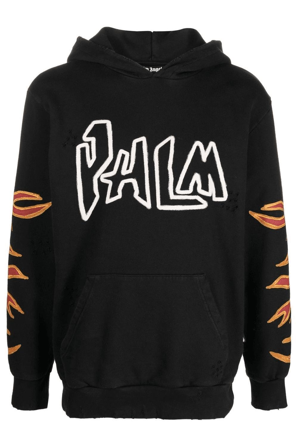 Palm Angels Graffiti Flames Hoodie in Black for Men Lyst UK
