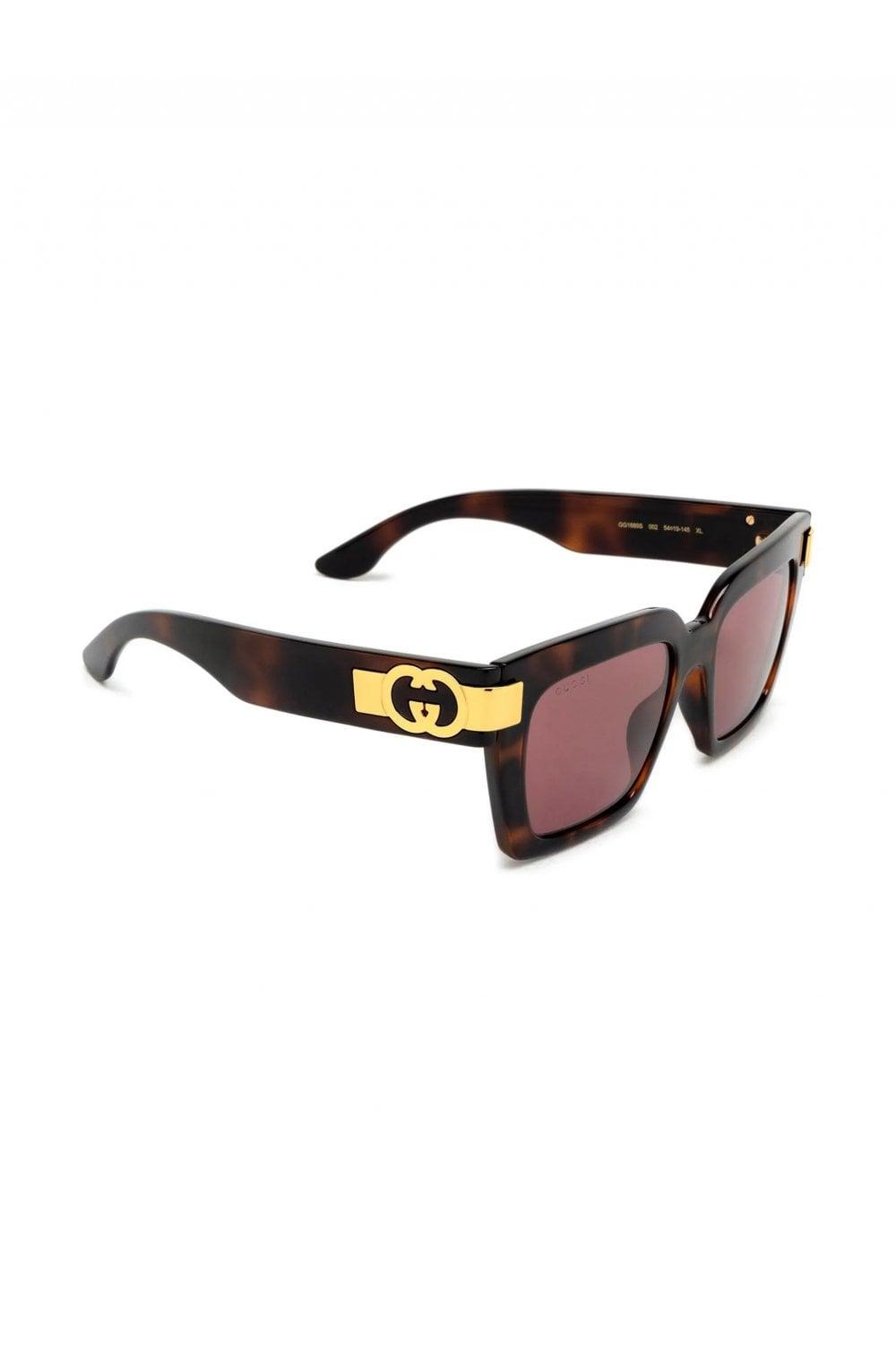 Gucci GG Interlocking Logo Sunglasses in Brown | Lyst UK