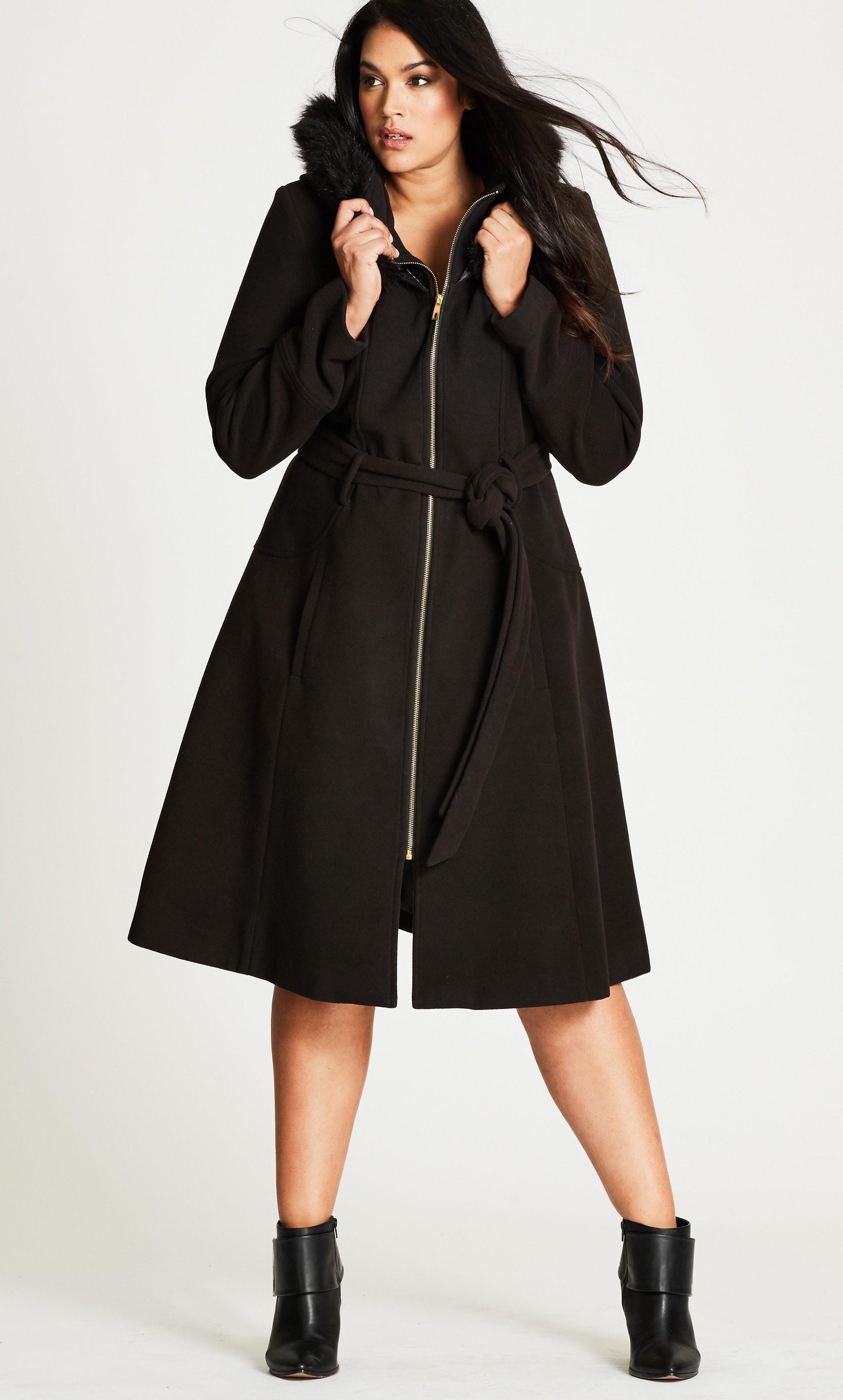City Chic Synthetic Miss Mysterious Coat in Black - Save ...