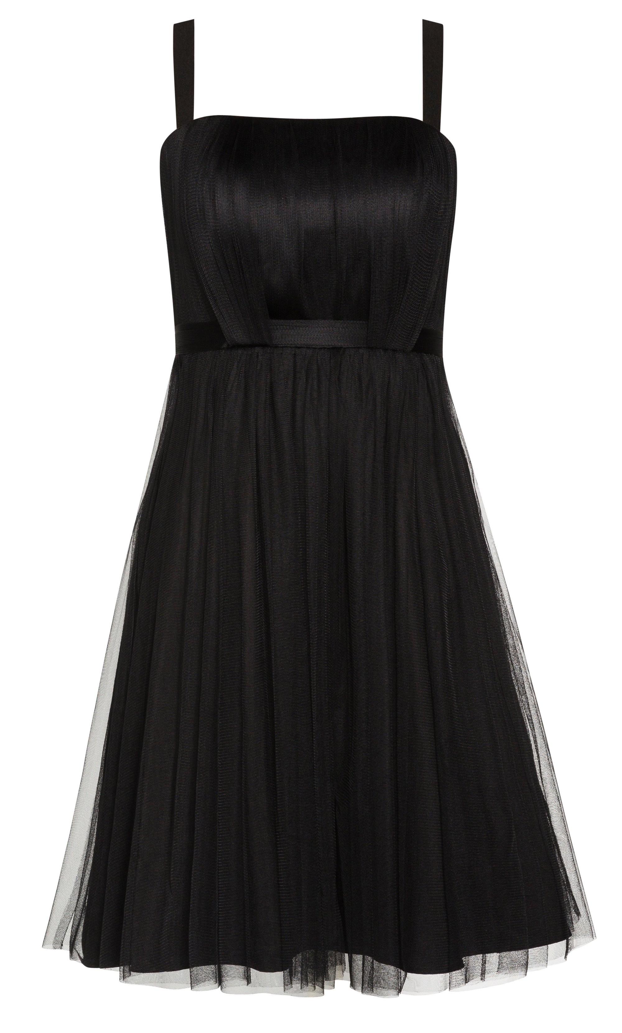 black midi tulle dress