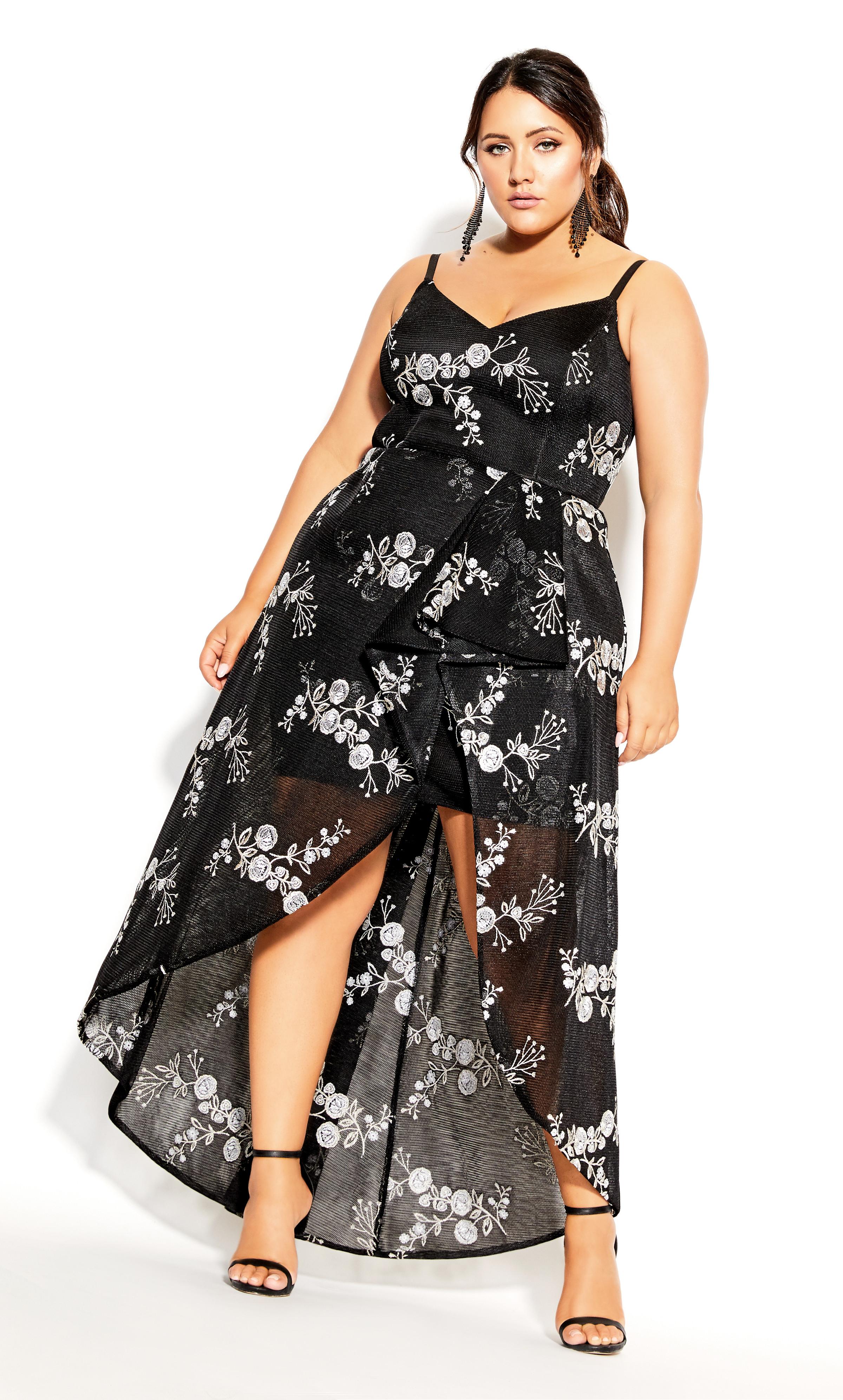 plus size embroidered maxi dress