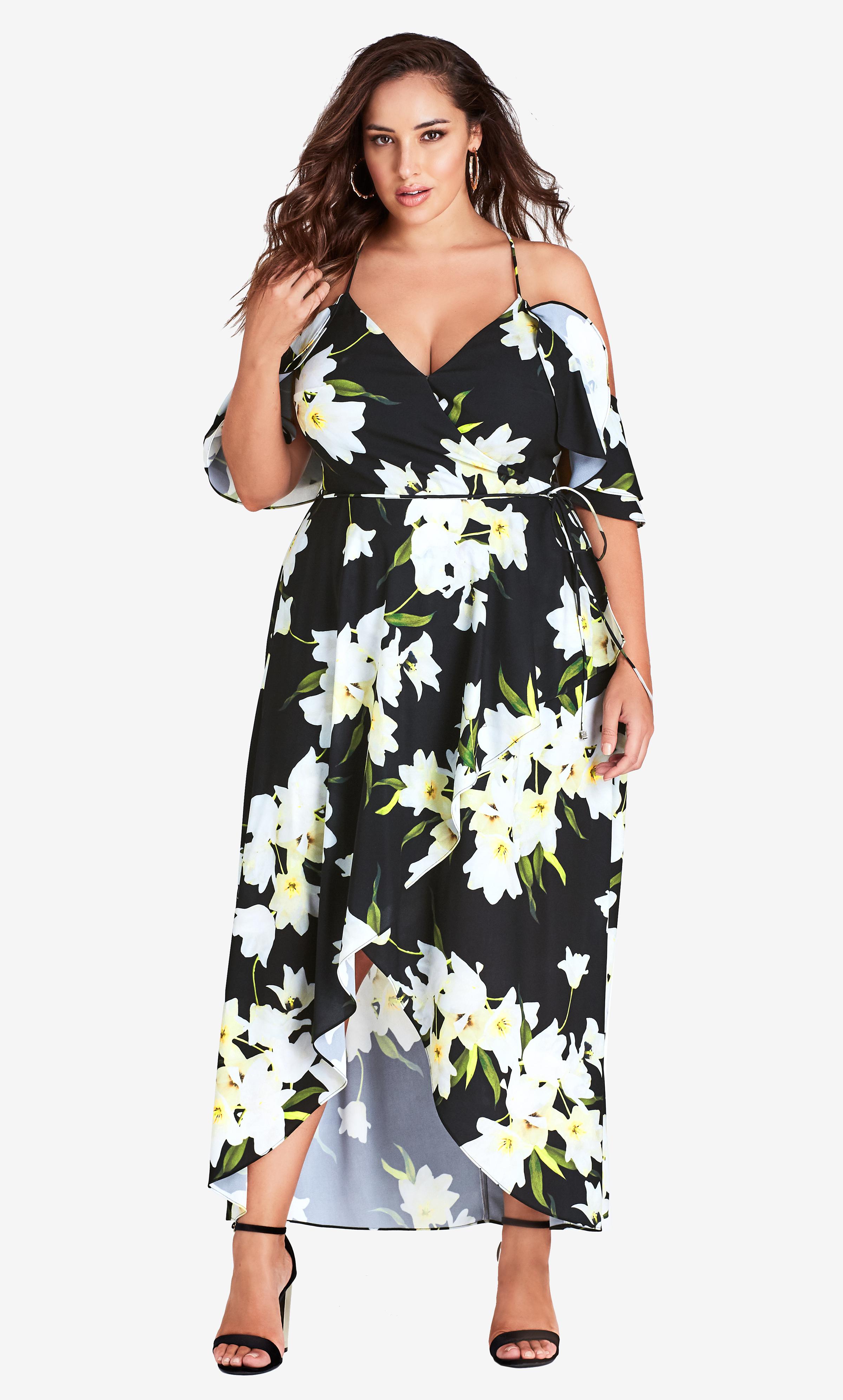 City Chic Synthetic Elegant Floral Maxi Dress in Black - Lyst
