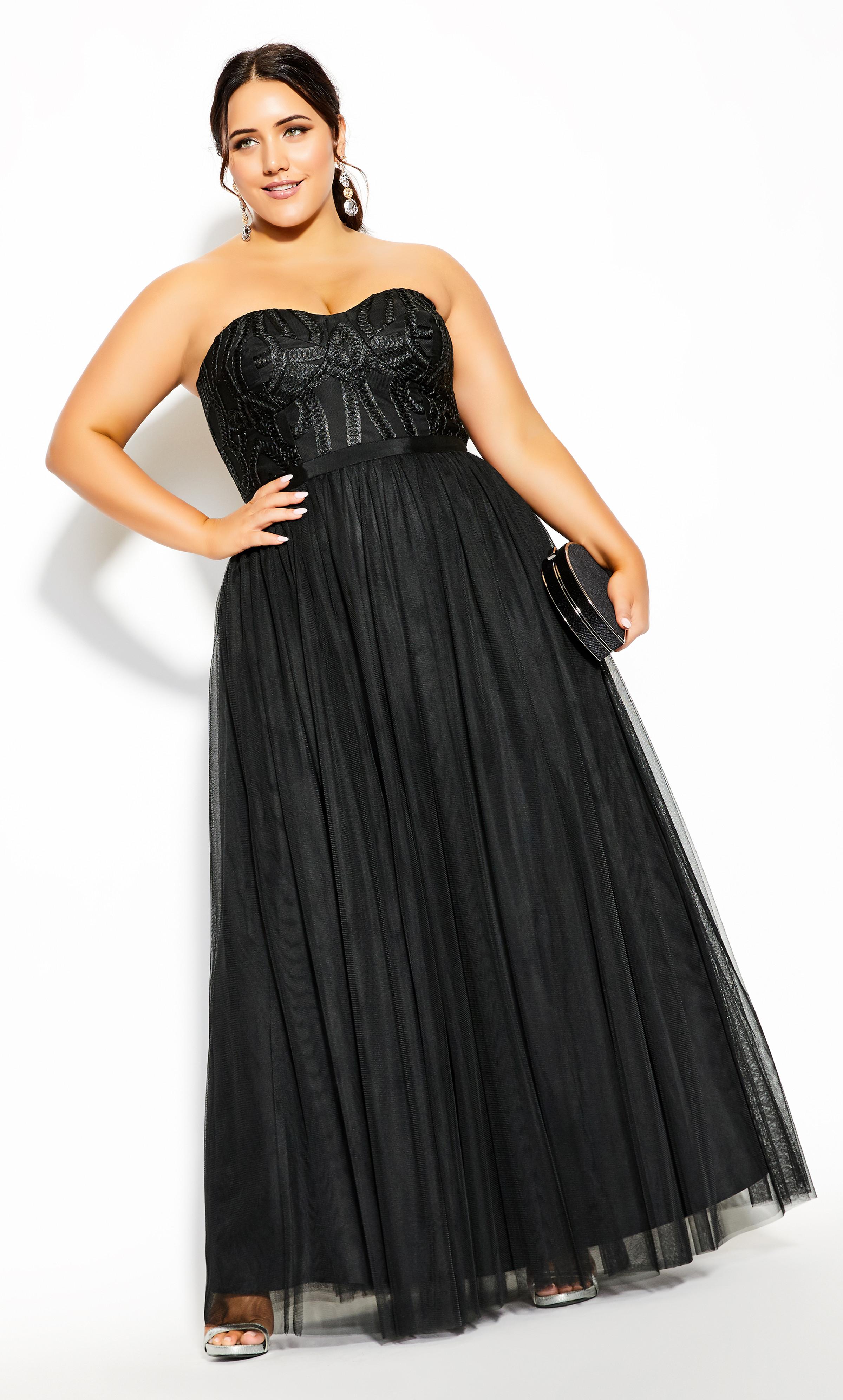 city chic black strapless dress