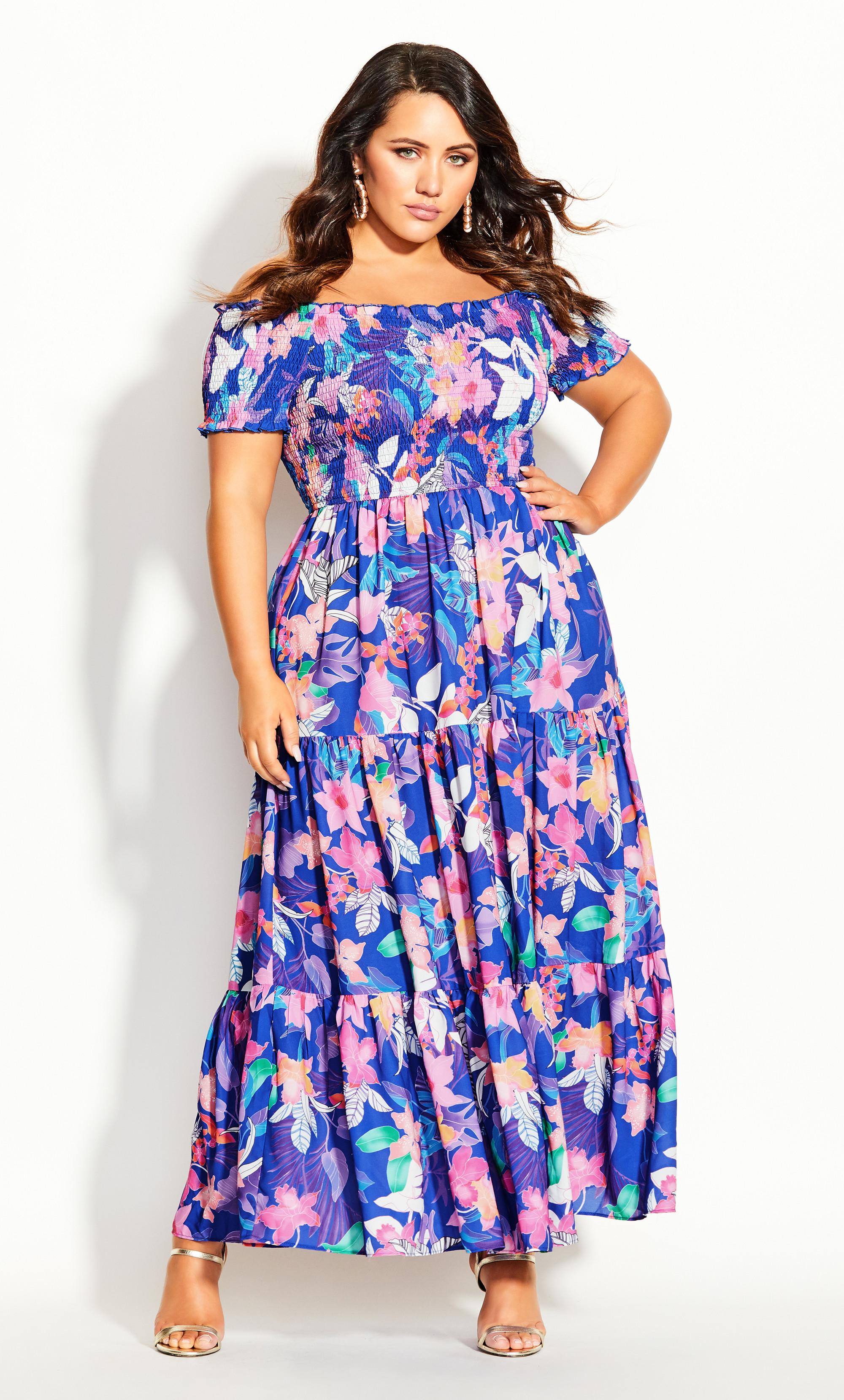 City Chic Synthetic Haven Floral Maxi Dress in Blue - Lyst