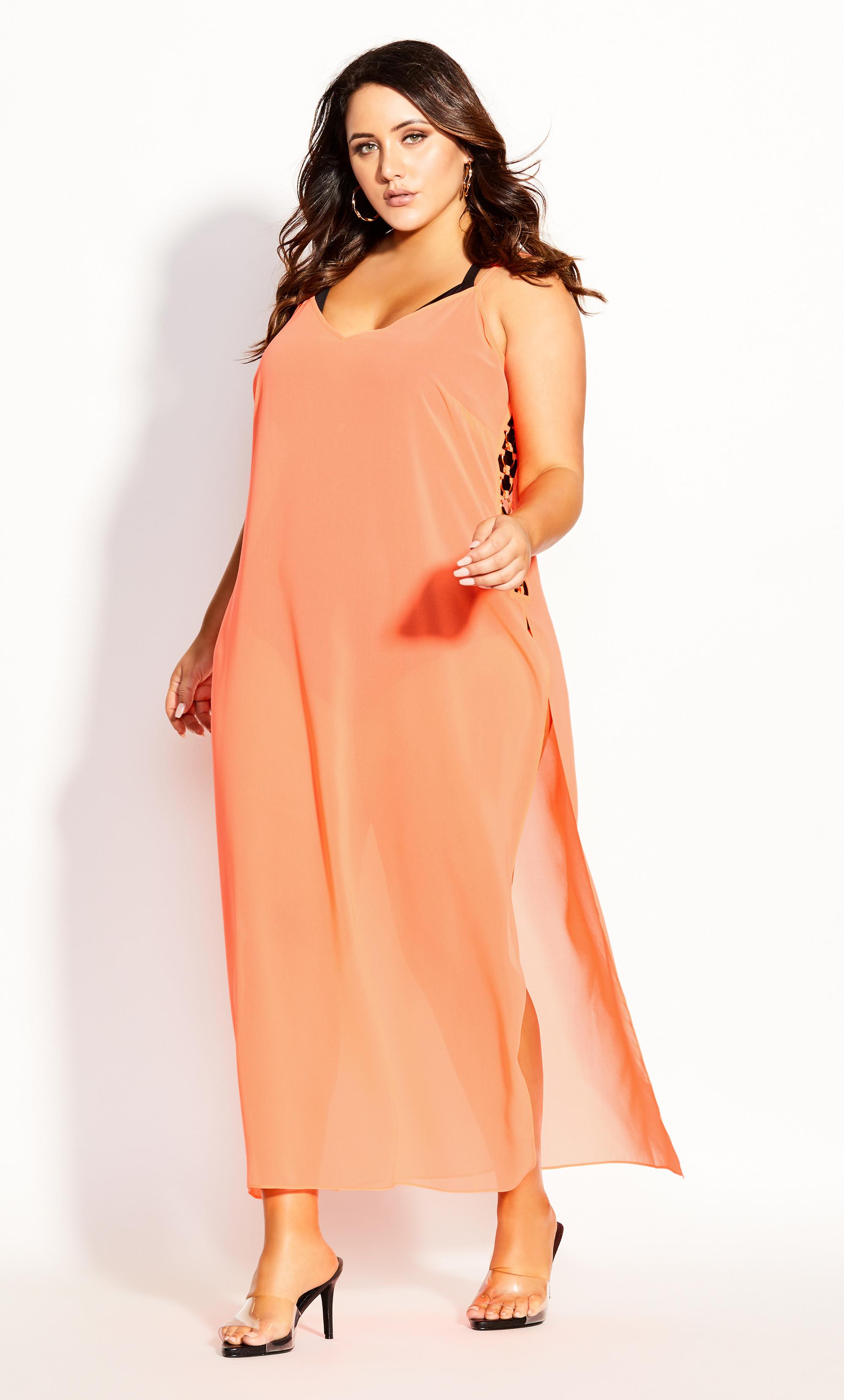 City Chic Synthetic Miami Maxi Dress in Neon Pink (Orange) - Lyst