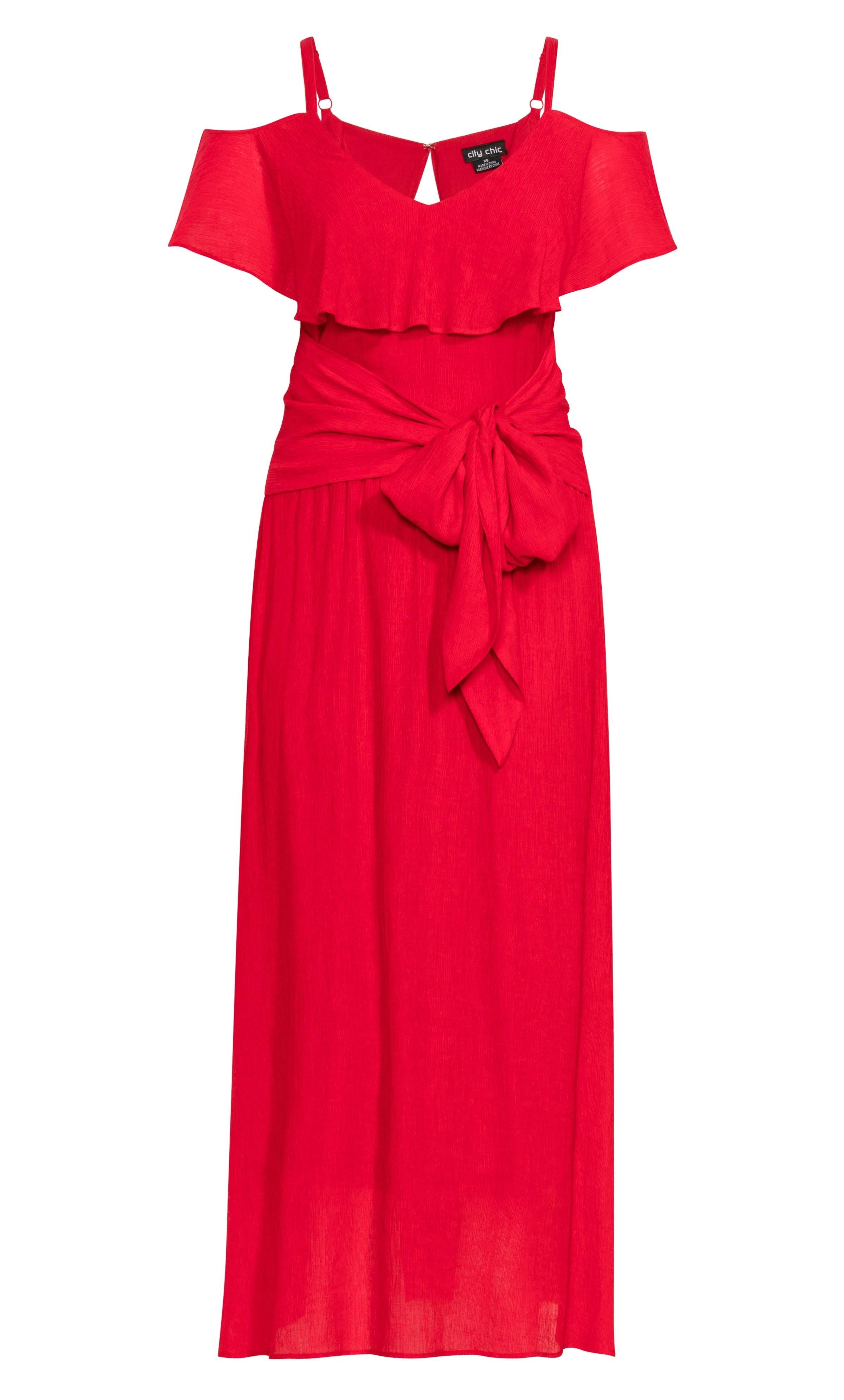 City Chic Synthetic Romantic Tie Dress in Red - Lyst