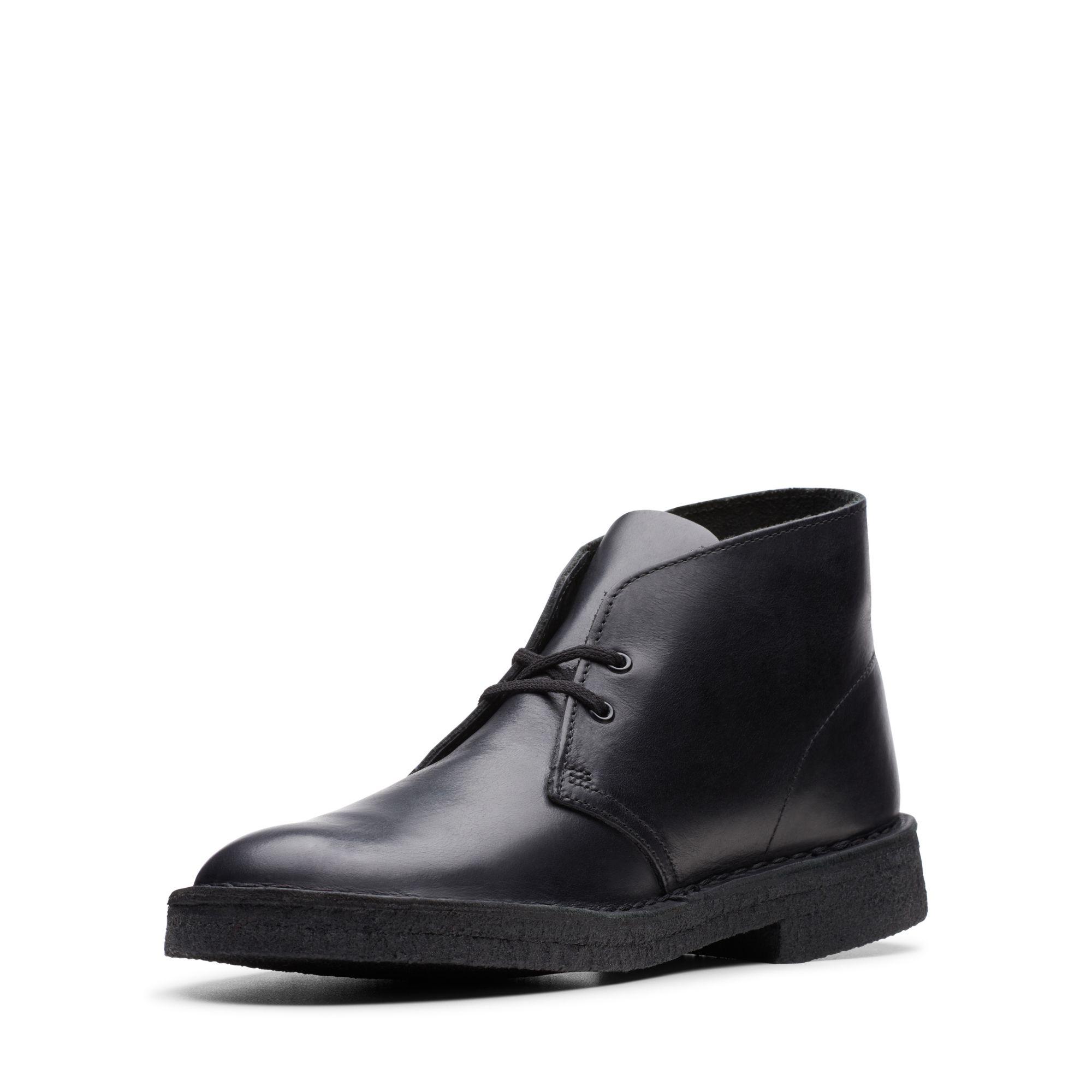 Clarks Leather Desert Boot in Black Polished (Black) for Men - Lyst