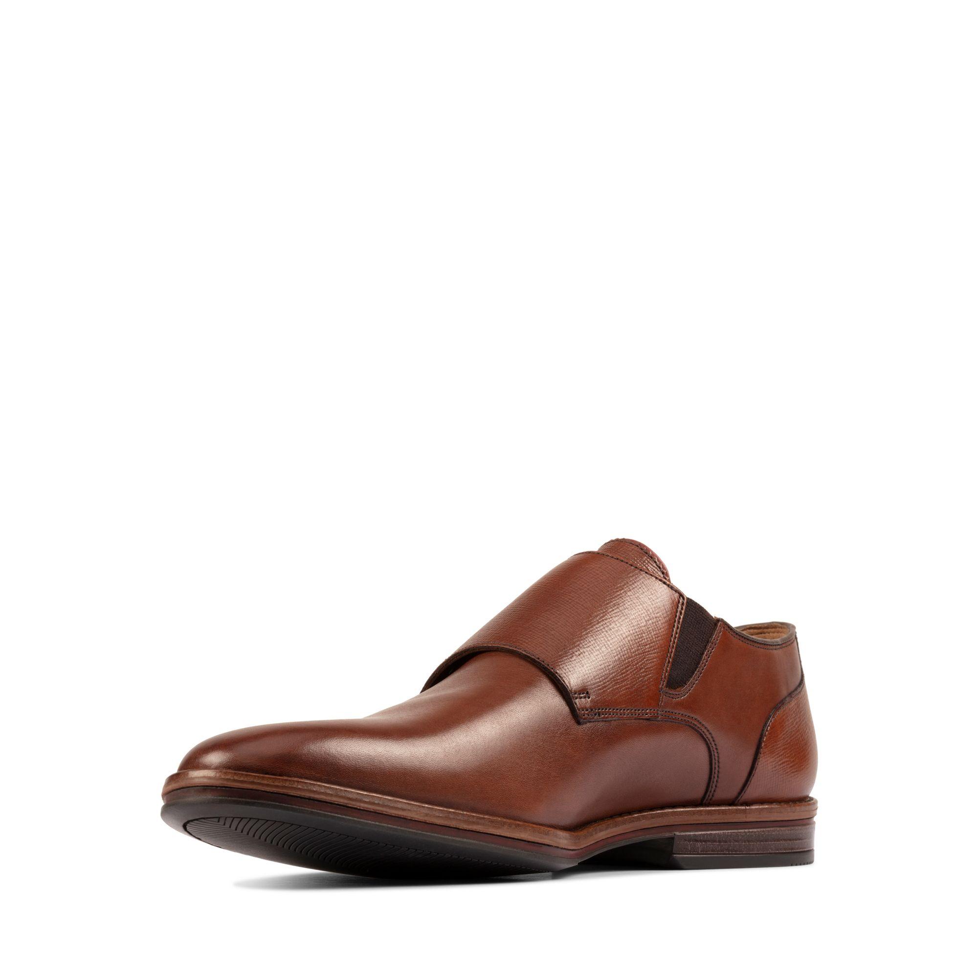 Clarks Delsin Stride Monk Strap Shoes In Grey Leather UK Size 8.5 9.5 G 
