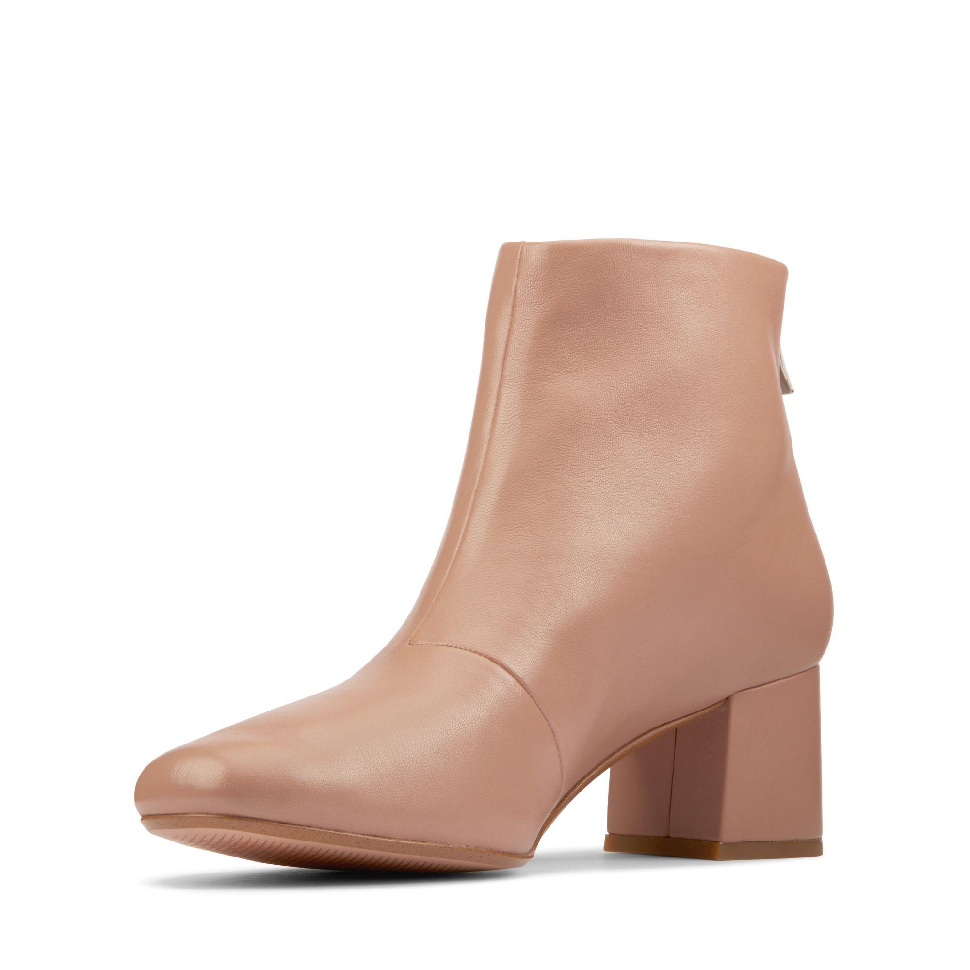 Clarks Sheer 55 Zip Leather Heeled Ankle Boots in Nude (Brown) - Save 23% |  Lyst