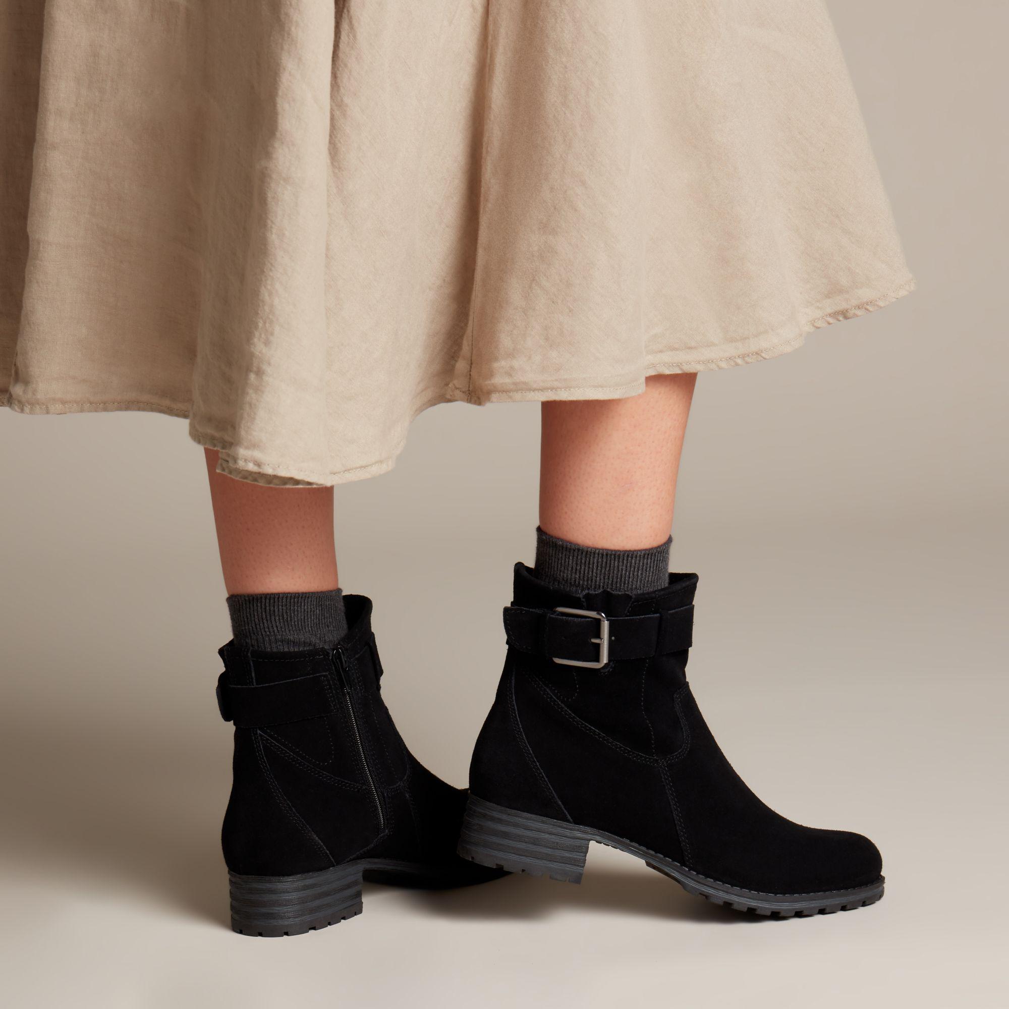 clarks black suede tall boots