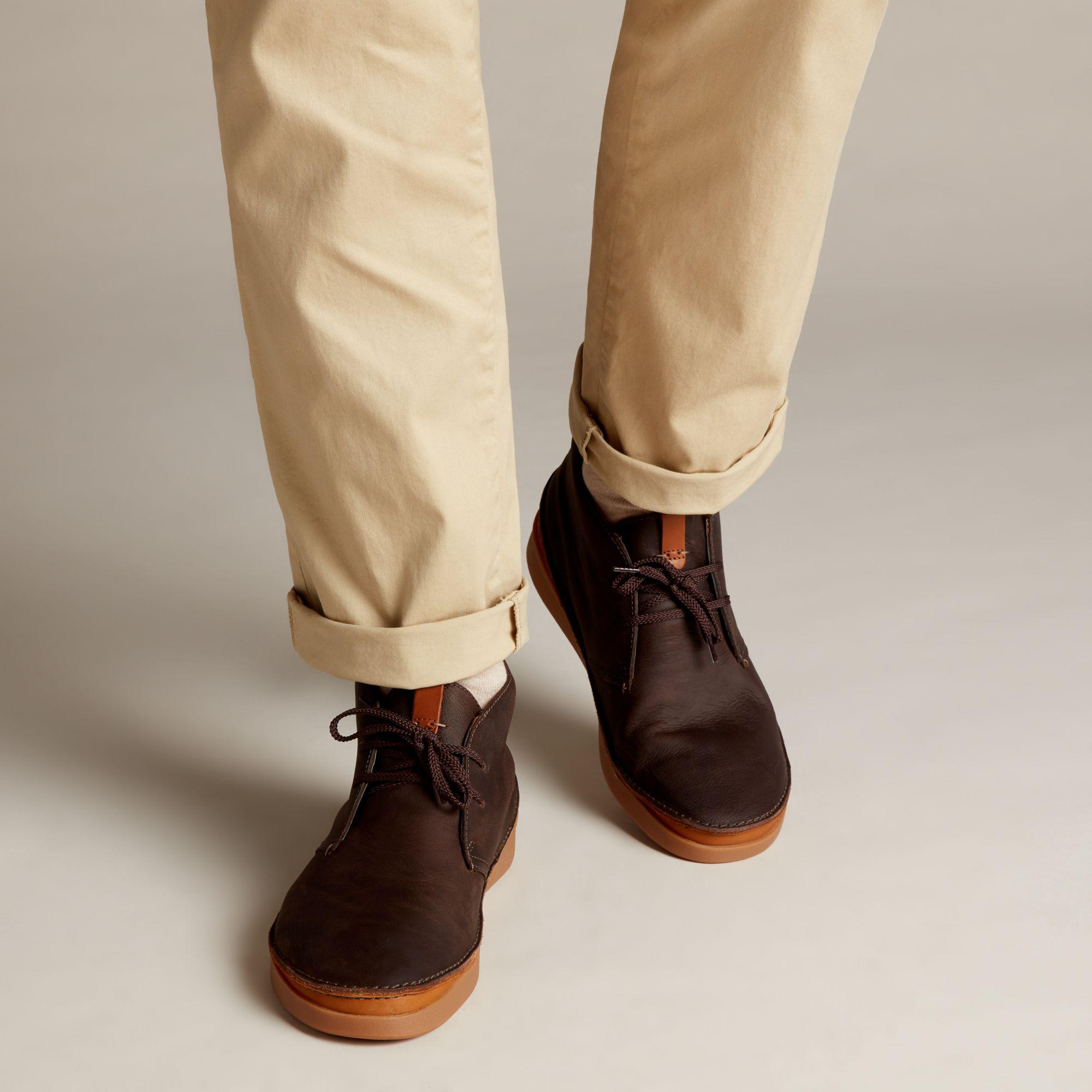 brown leather clarks