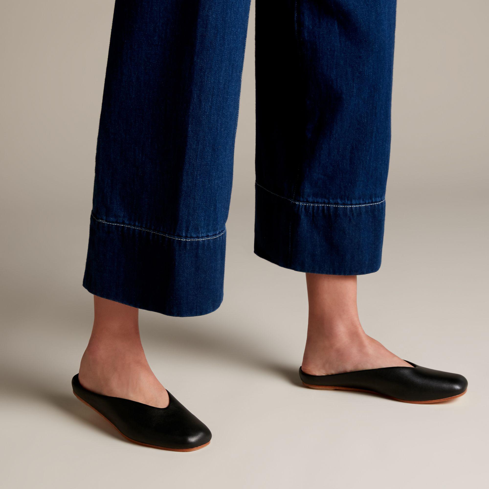 clarks leather mules