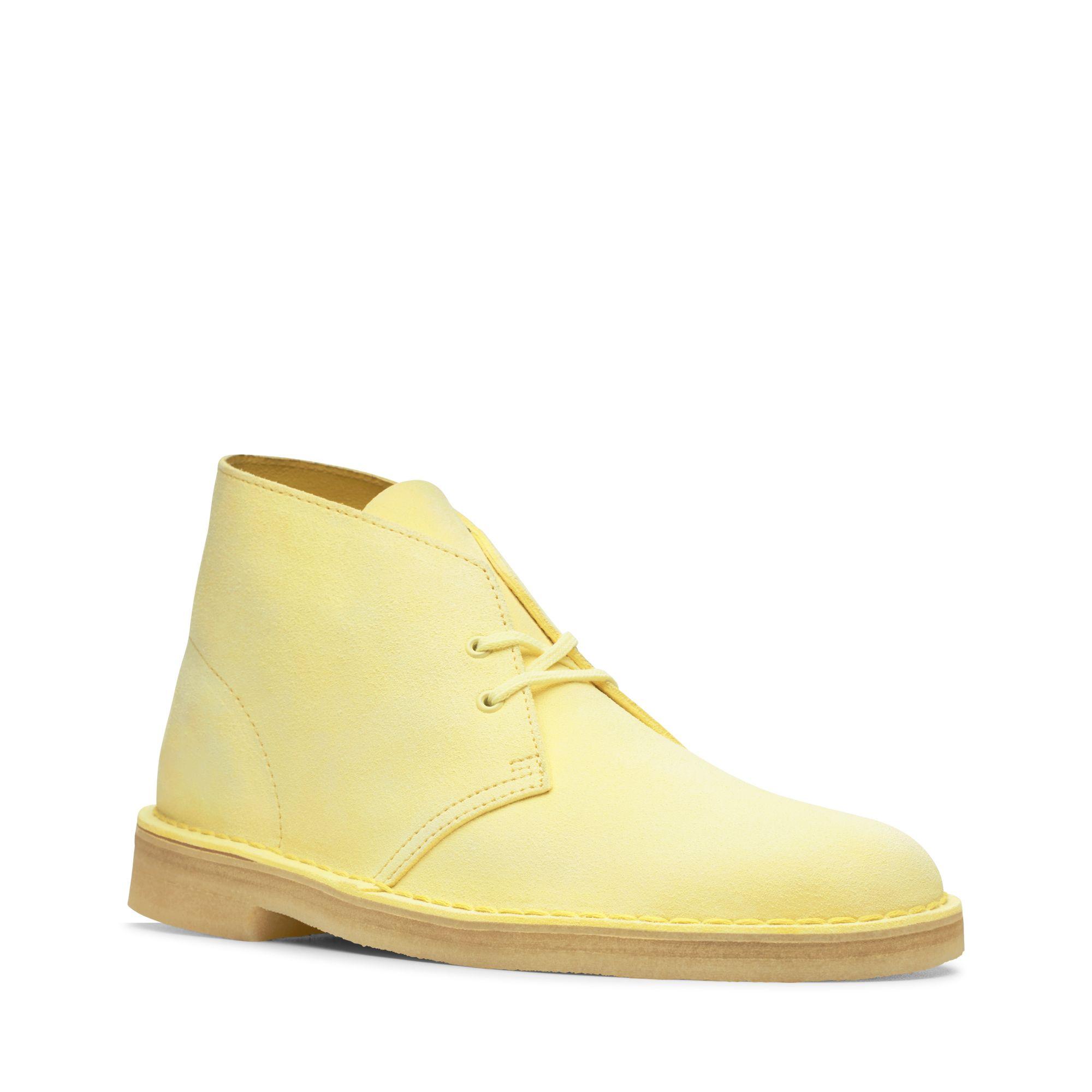 Clarks Suede Desert Boot in Pale Yellow 
