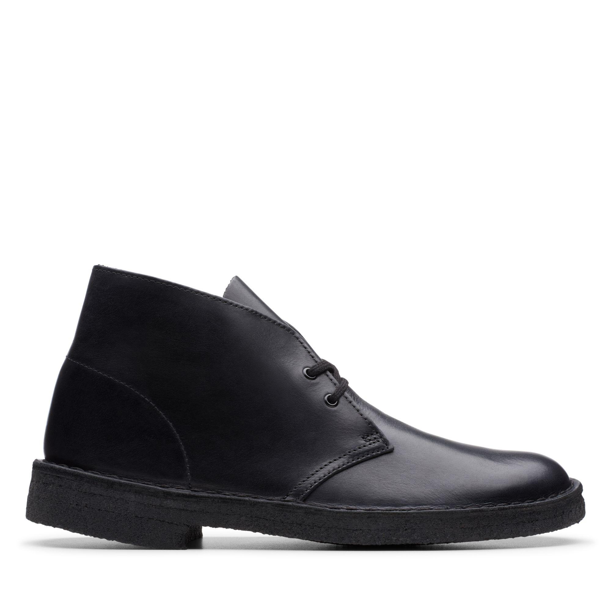 Clarks Leather Desert Boot in Black Polished (Black) for Men - Lyst