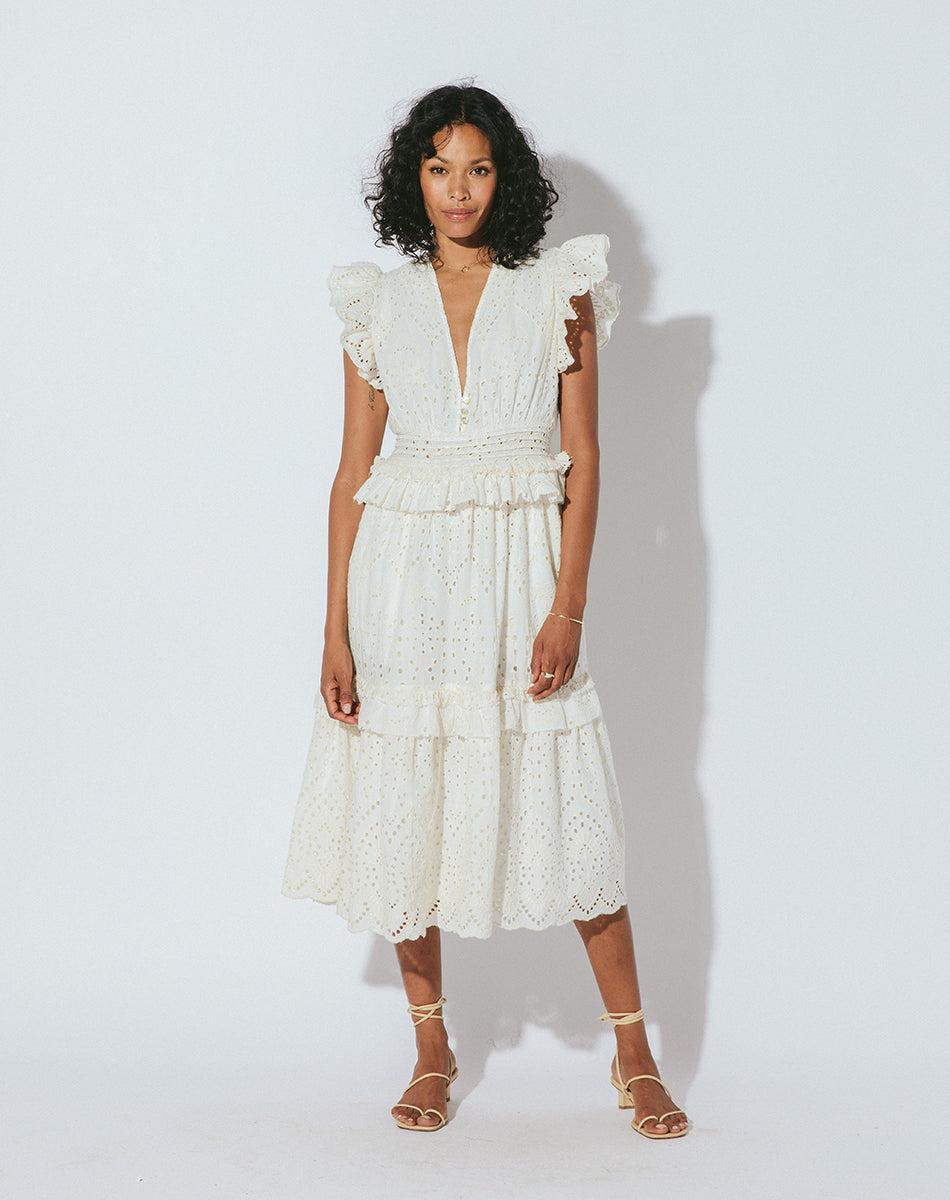 Cleobella Cherie Midi Dress Ivory in White Lyst