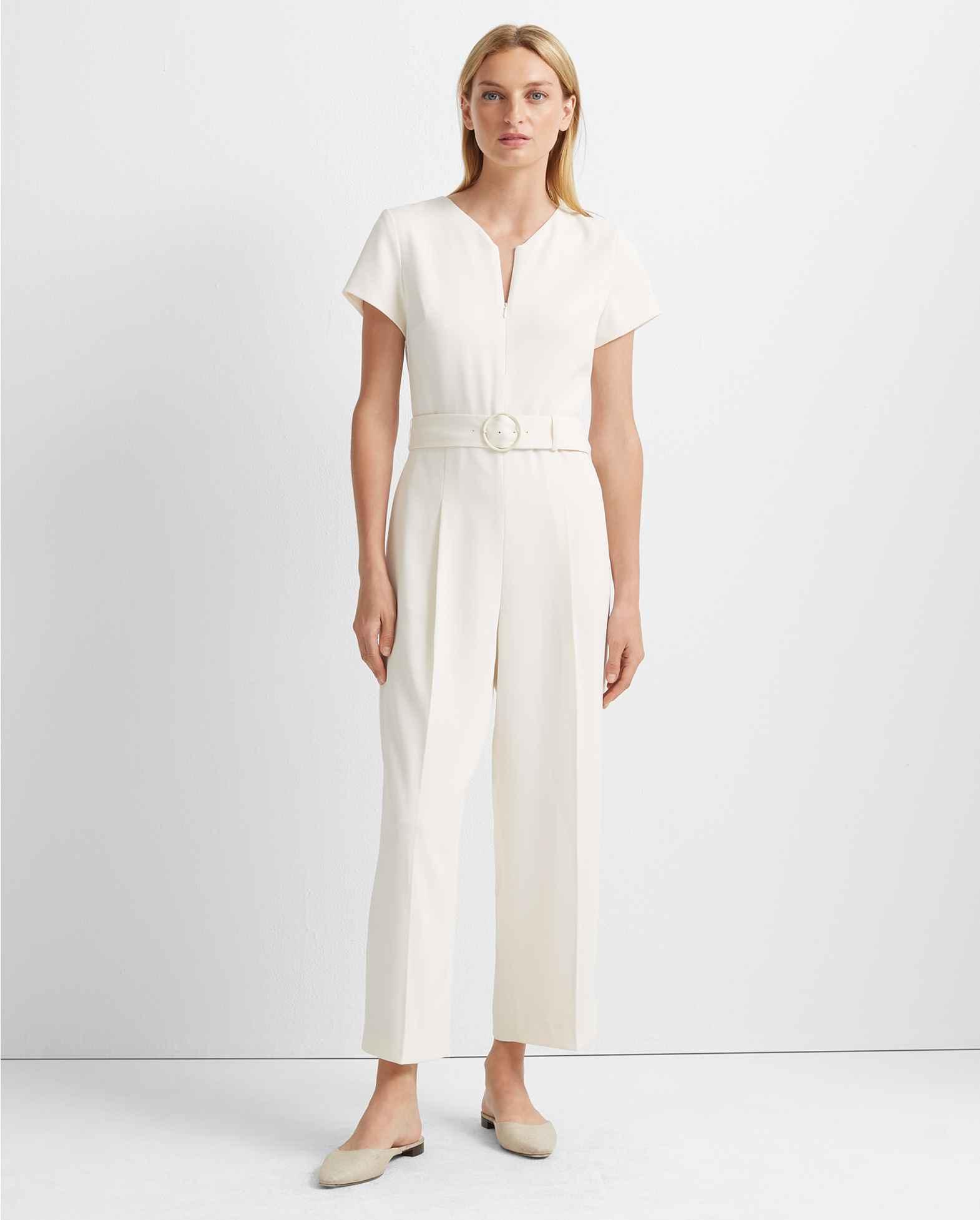 Club Monaco Zip Neck Jumpsuit in White Save 11 Lyst