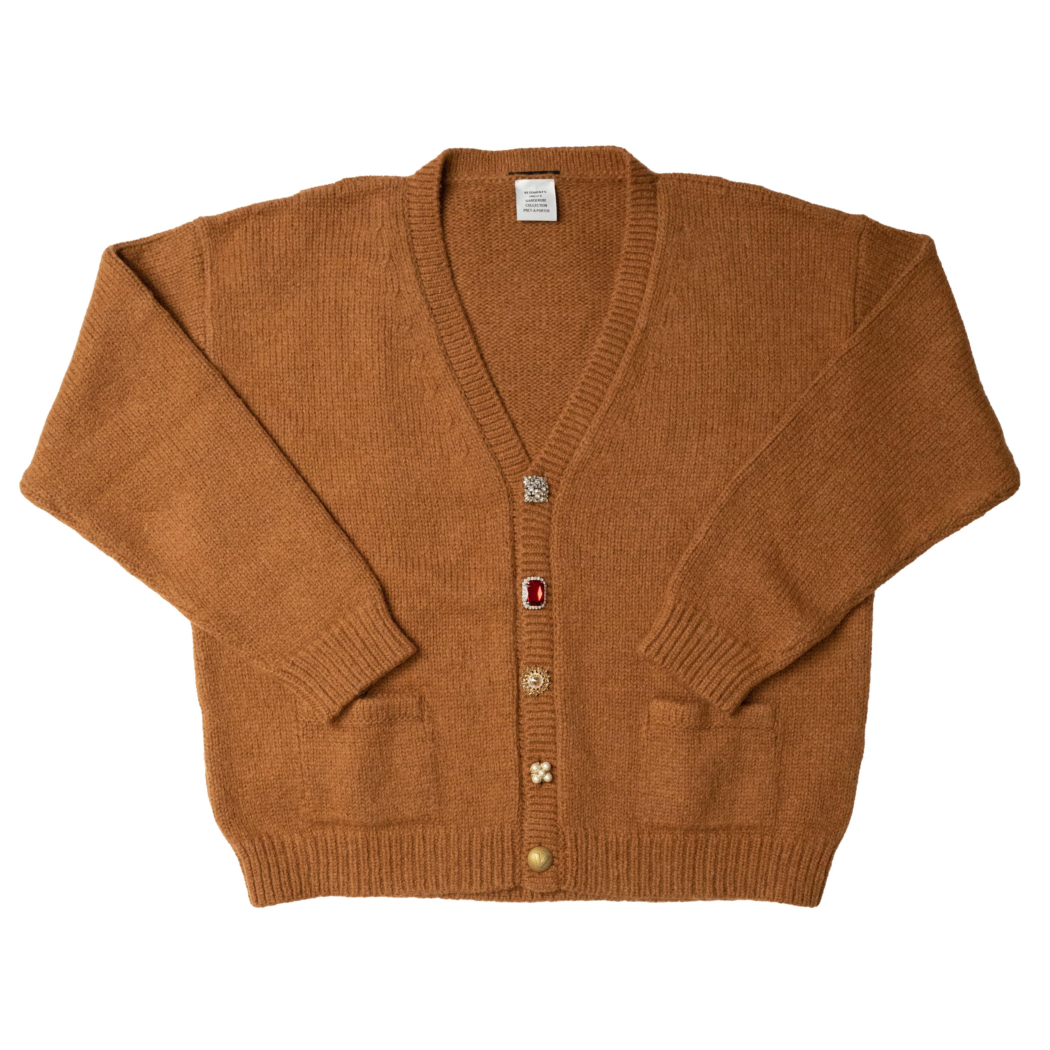 Smile let's do it Go to the circuit Vetements Fancy Button Knitted Cardigan in Brown for Men | Lyst
