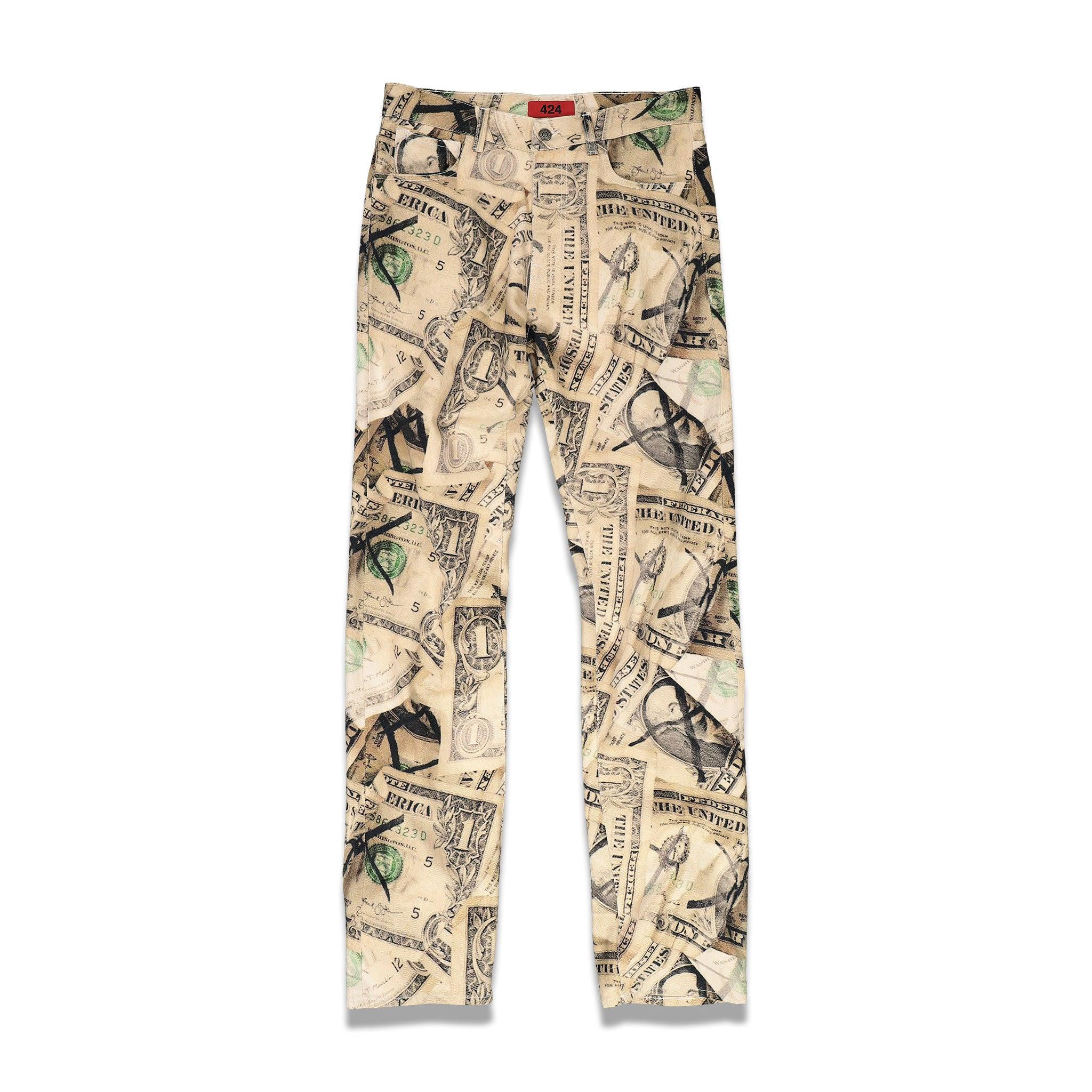 424 Denim Money Print Bootcut Jeans in Cream (Natural) for Men | Lyst