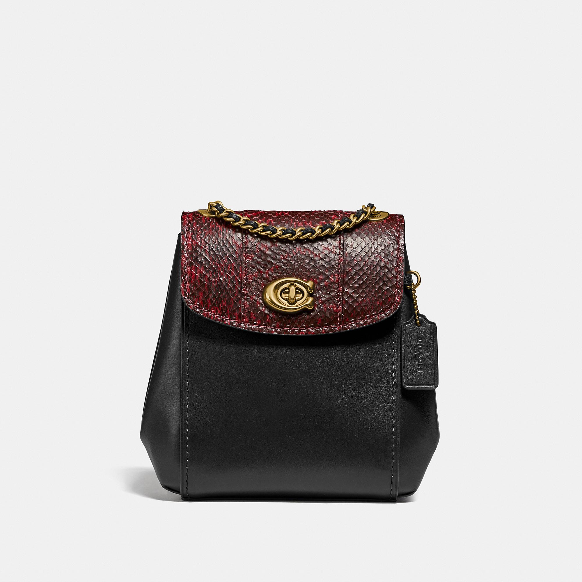 COACH Leather Parker Convertible Backpack 16 With Snakeskin Detail in