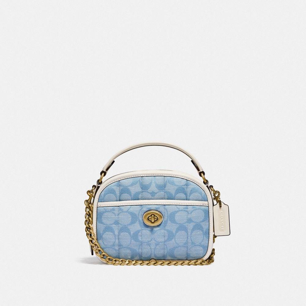 COACH Lunchbox Top Handle In Signature Chambray With Quilting in Blue