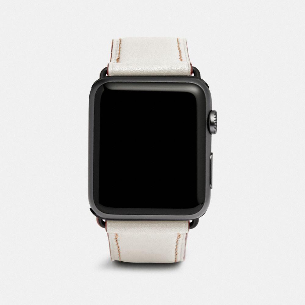COACH Leather Apple Watch Strap in Chalk (Black) - Lyst