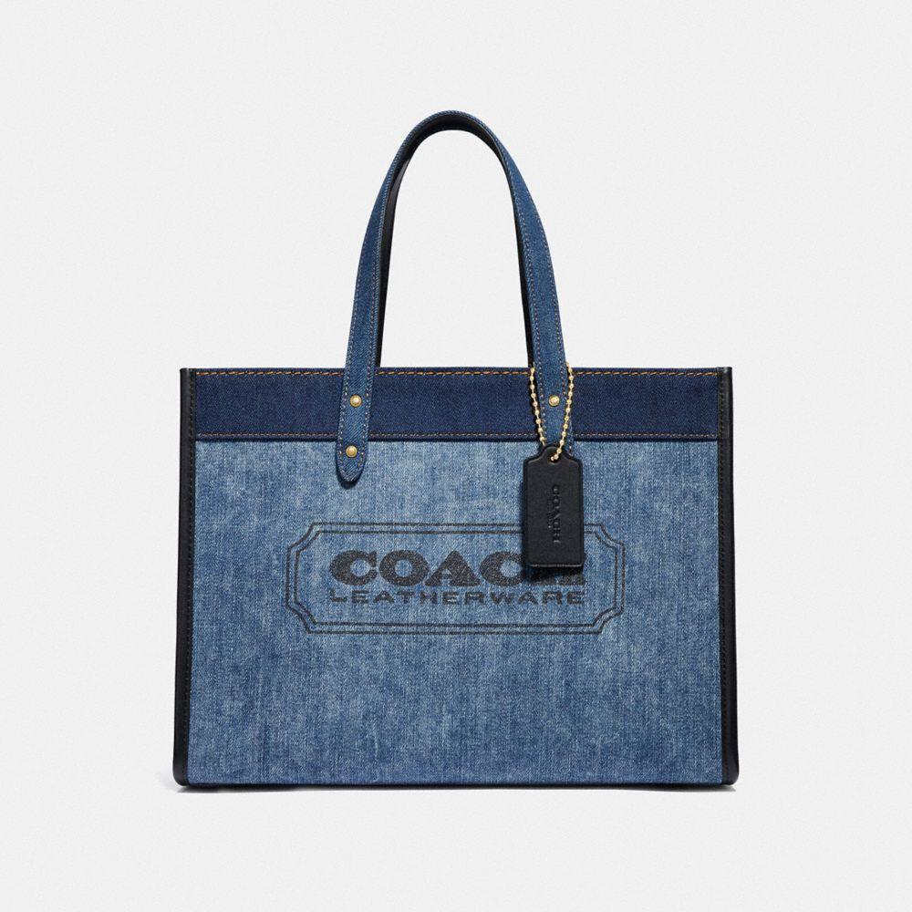 coach denim field tote