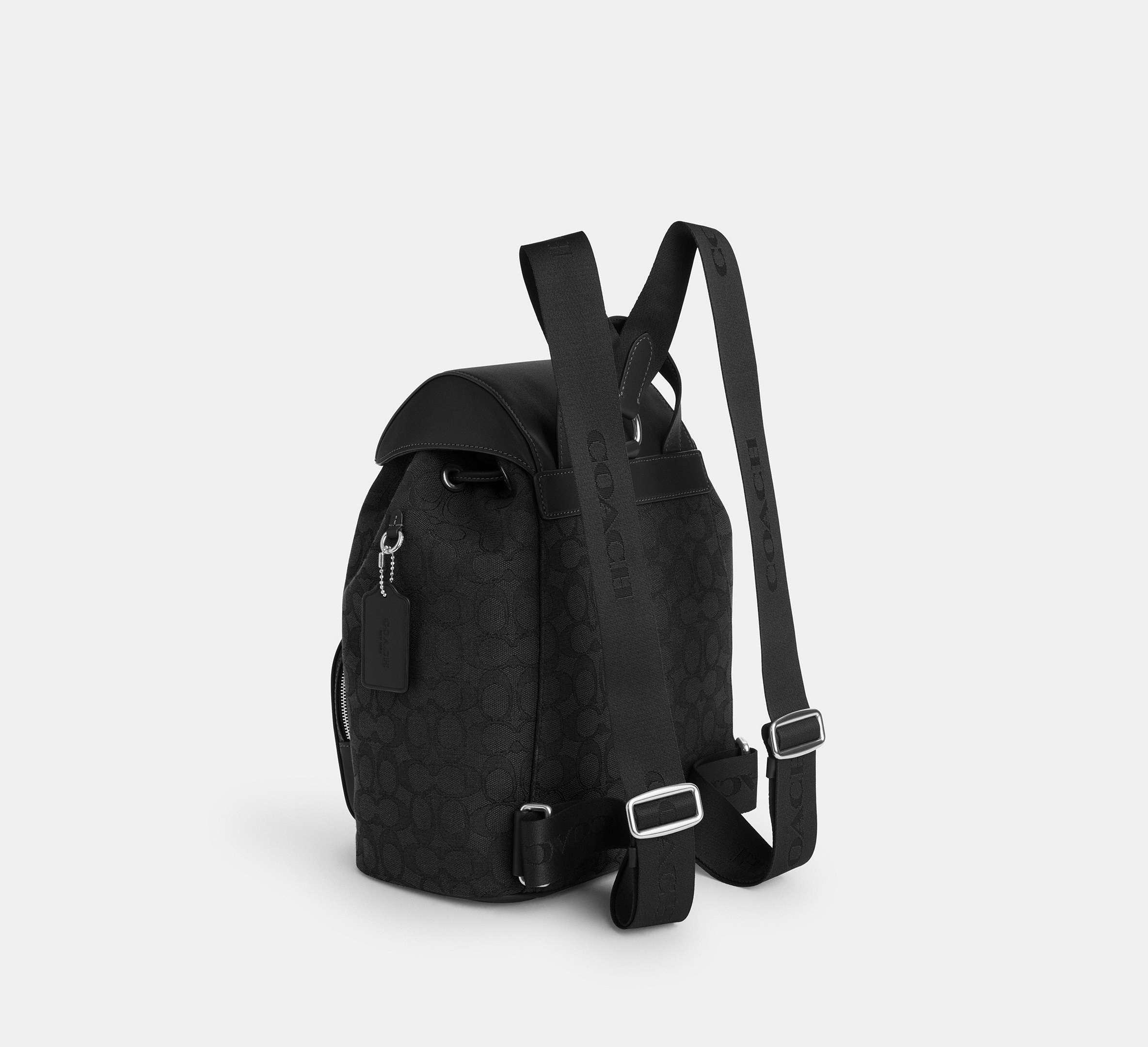 Black and grey coach backpack deals