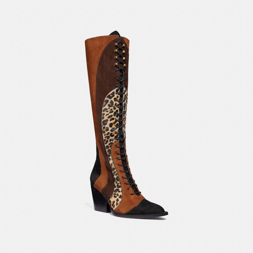 COACH Lace Up Boot With Patchwork 