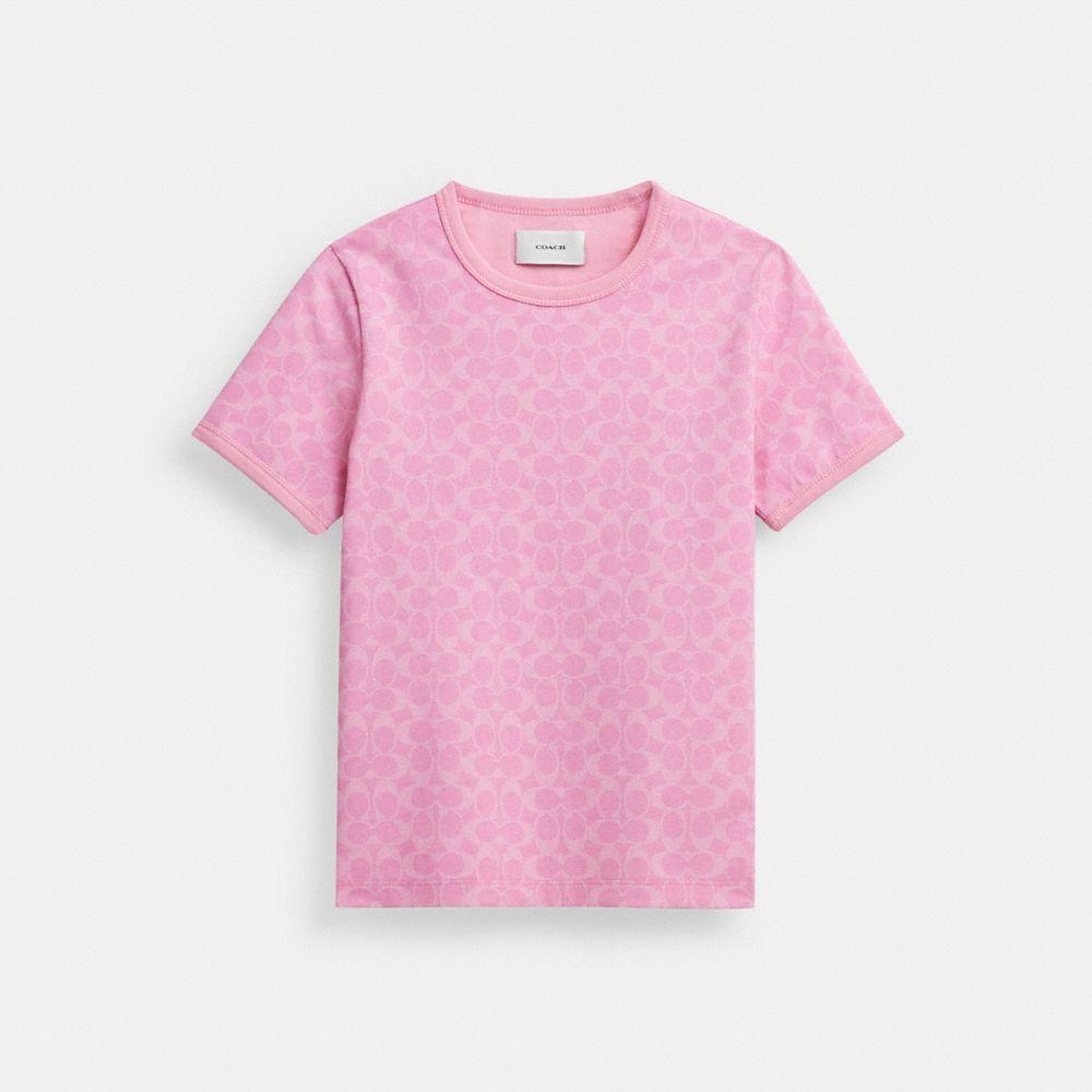 COACH Signature Ringer T Shirt In Organic Cotton in Pink | Lyst