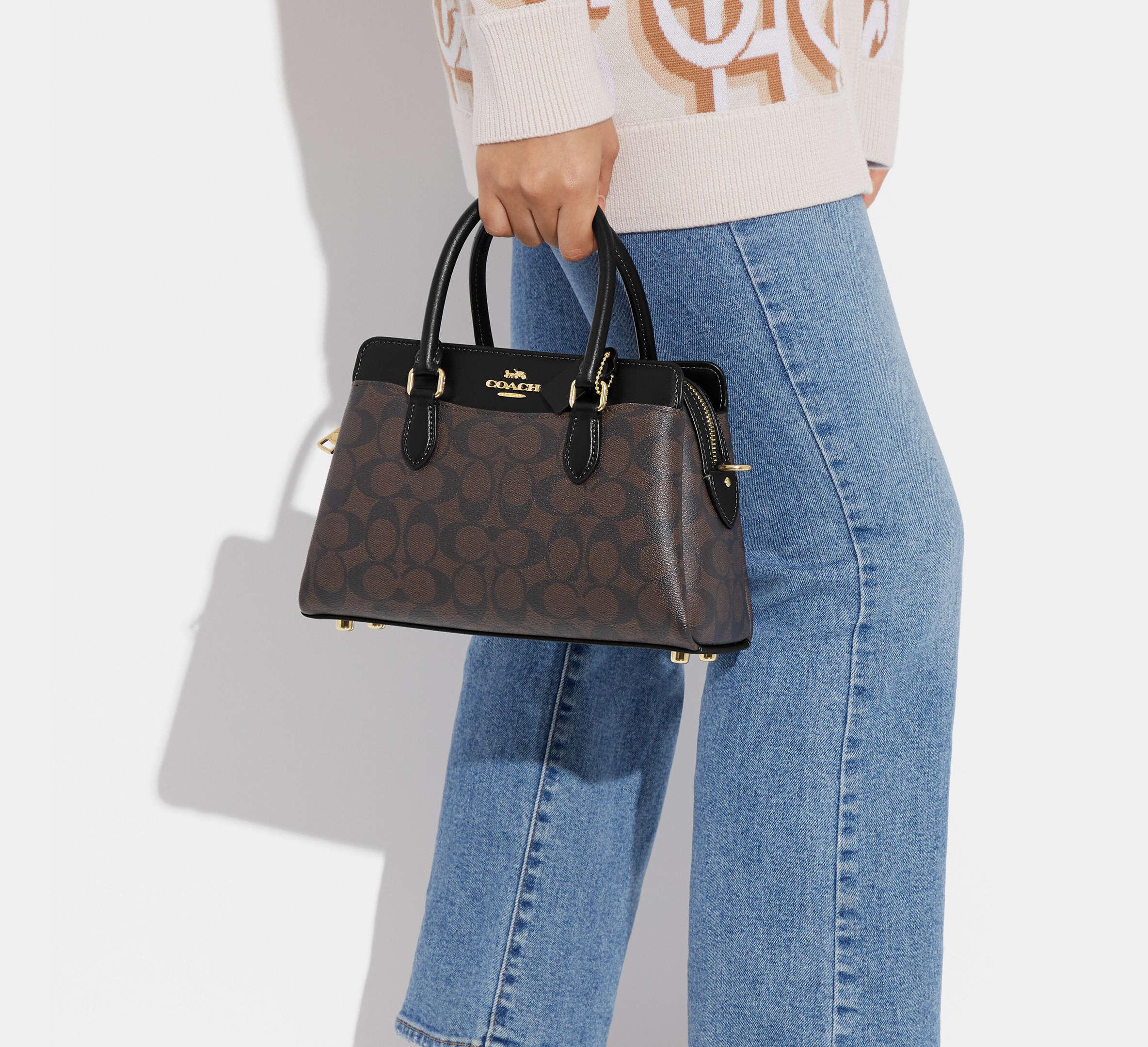 COACH Mini Darcie Carryall Bag In Signature Canvas in Black Lyst UK
