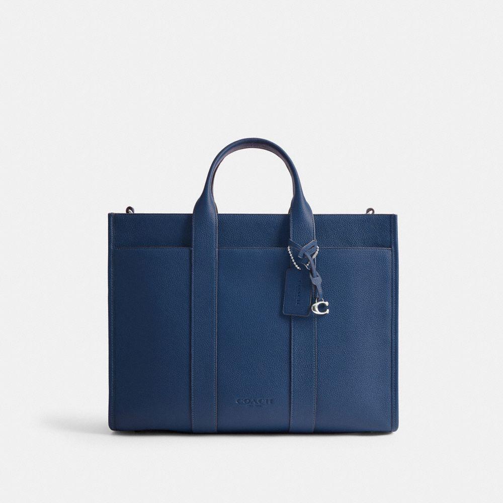 COACH ネイビー レザーウェスリー トートバッグ COACH Wesley Tote in Blue for Men | Lyst
