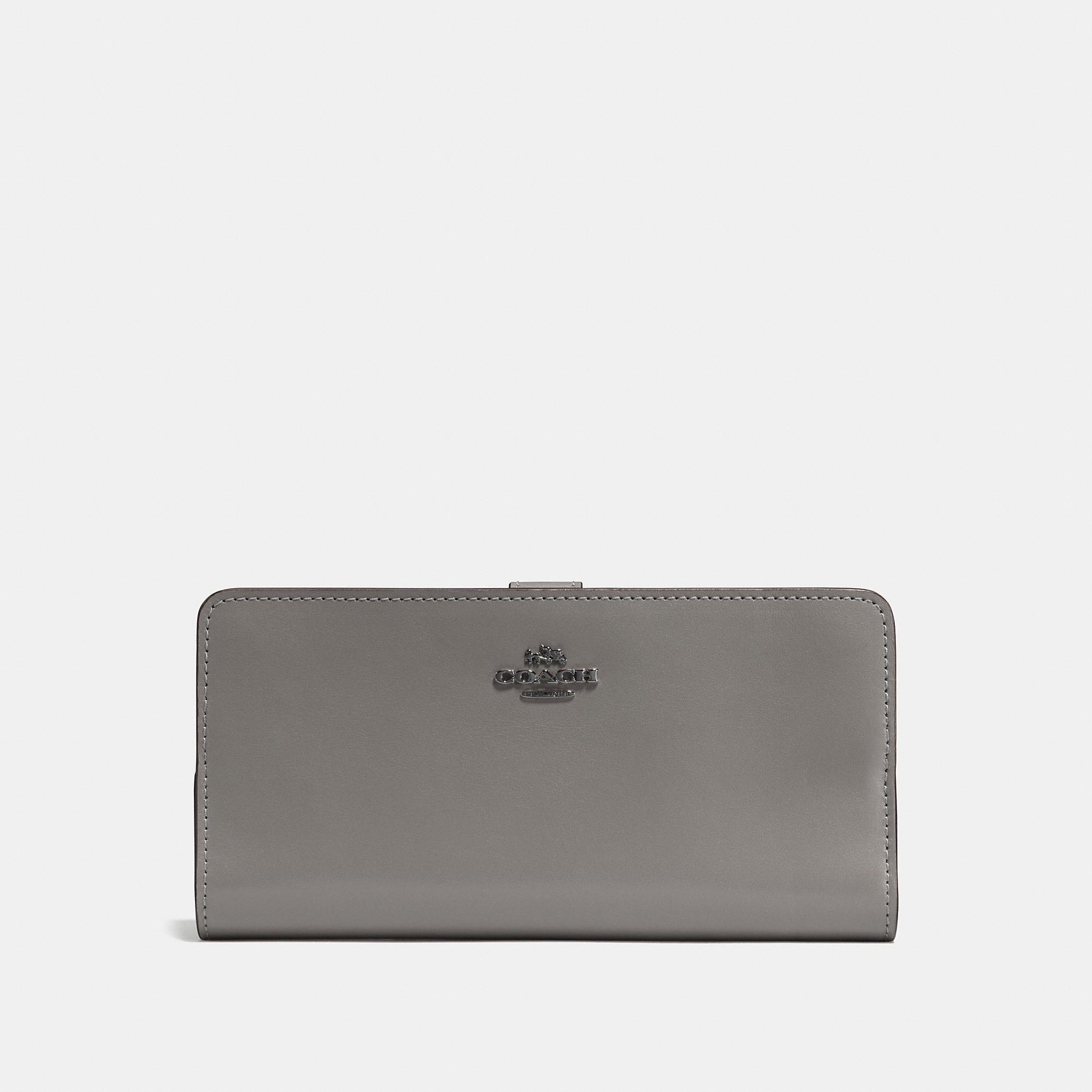 COACH Leather Skinny Wallet in Gray Lyst