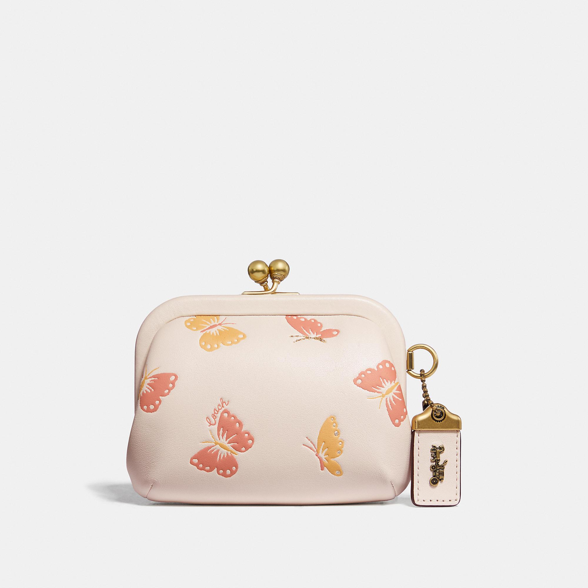 COACH Kisslock Coin Purse With Butterfly Print in Pink | Lyst