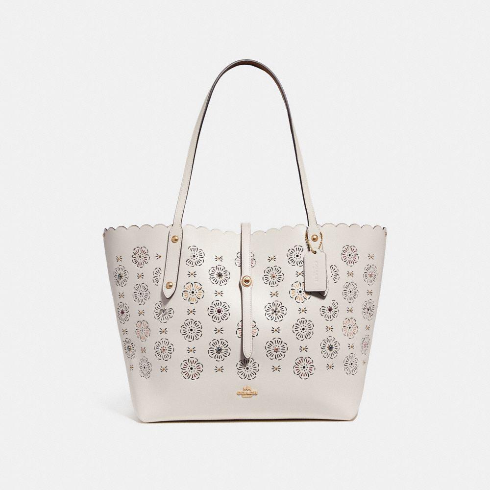COACH Leather Market Tote With Cut Out Tea Rose Lyst