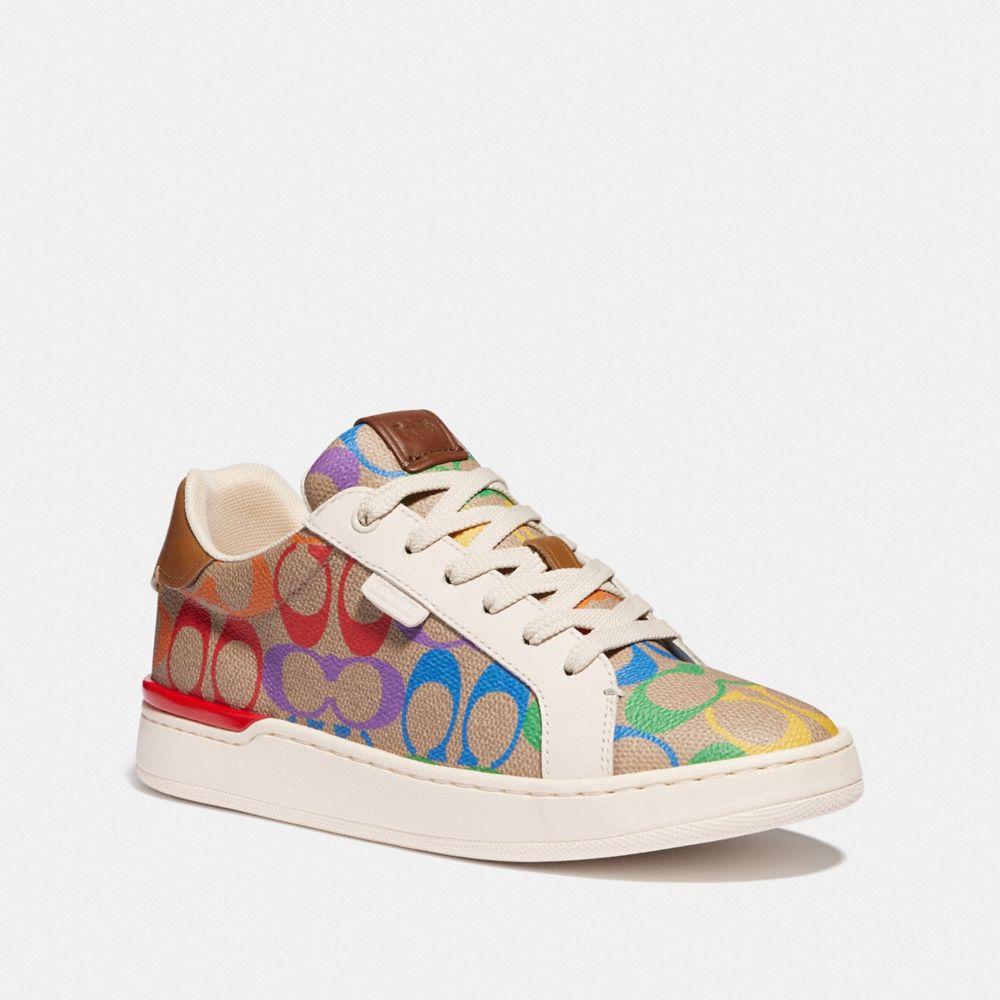 lowline low top sneaker in rainbow signature canvas