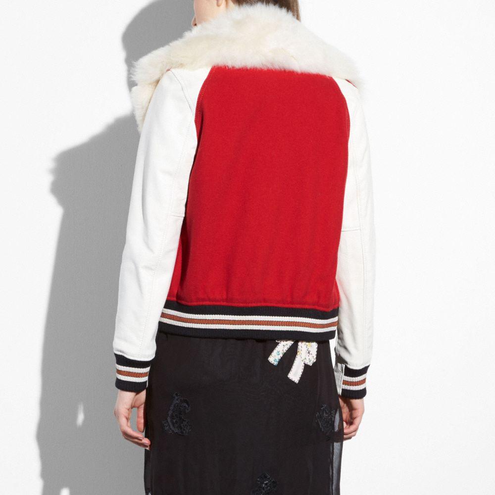 COACH Wool Varsity Jacket in Red Lyst