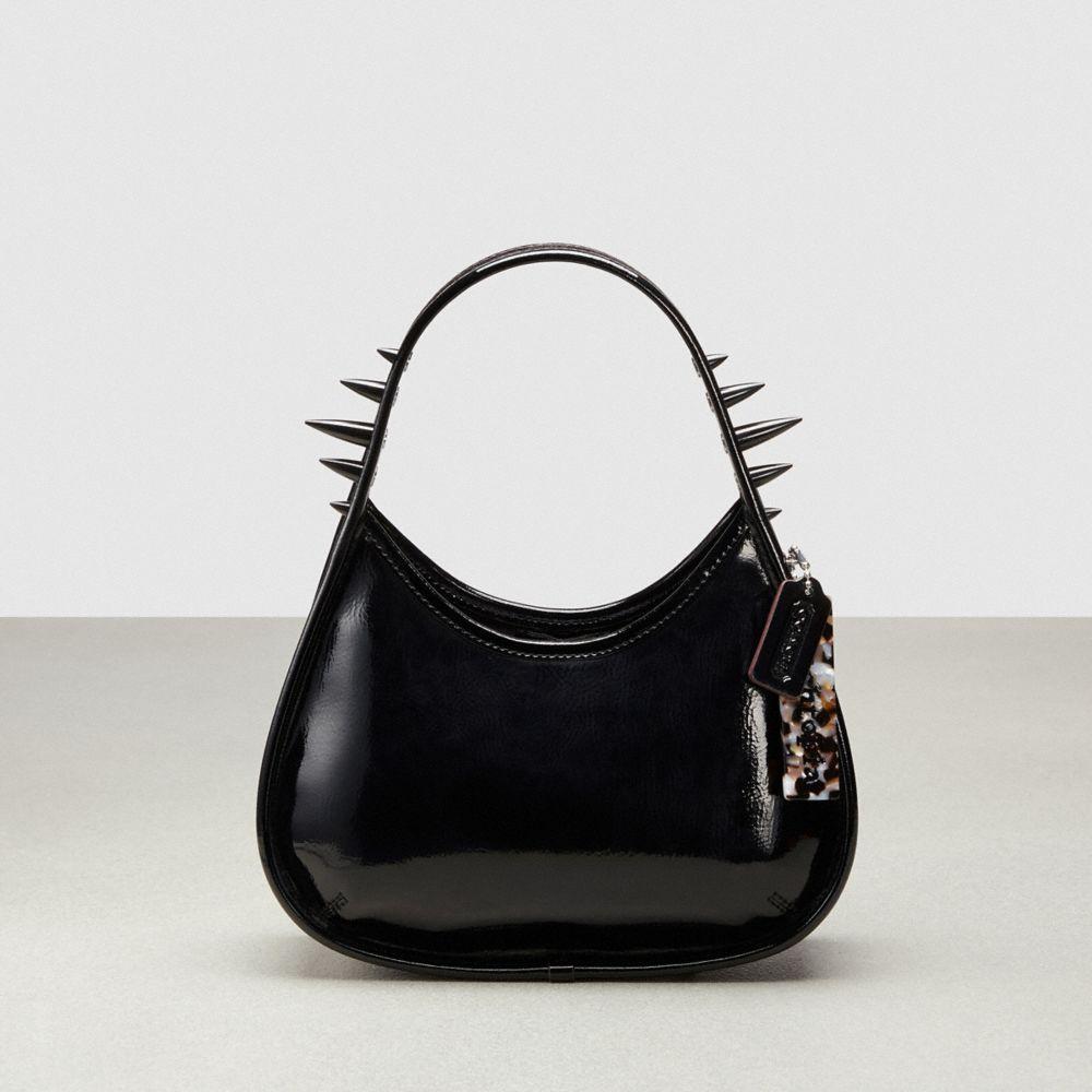 COACH Ergo Bag In Crinkle Patent Topia Leather Spikes in Black | Lyst
