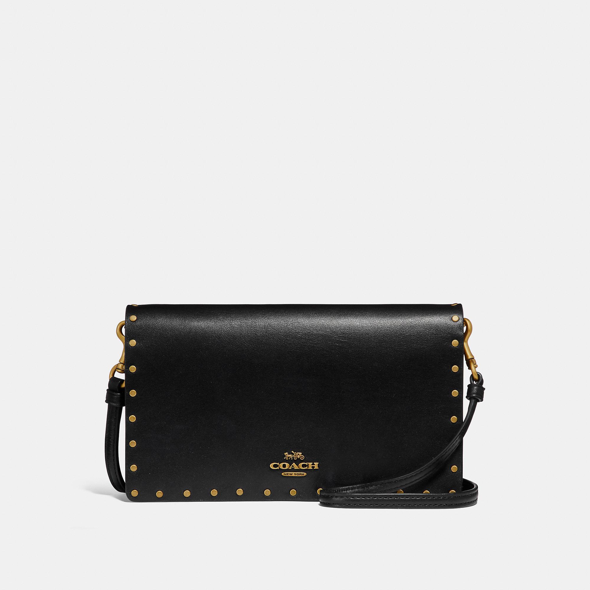 hayden foldover crossbody clutch with rivets