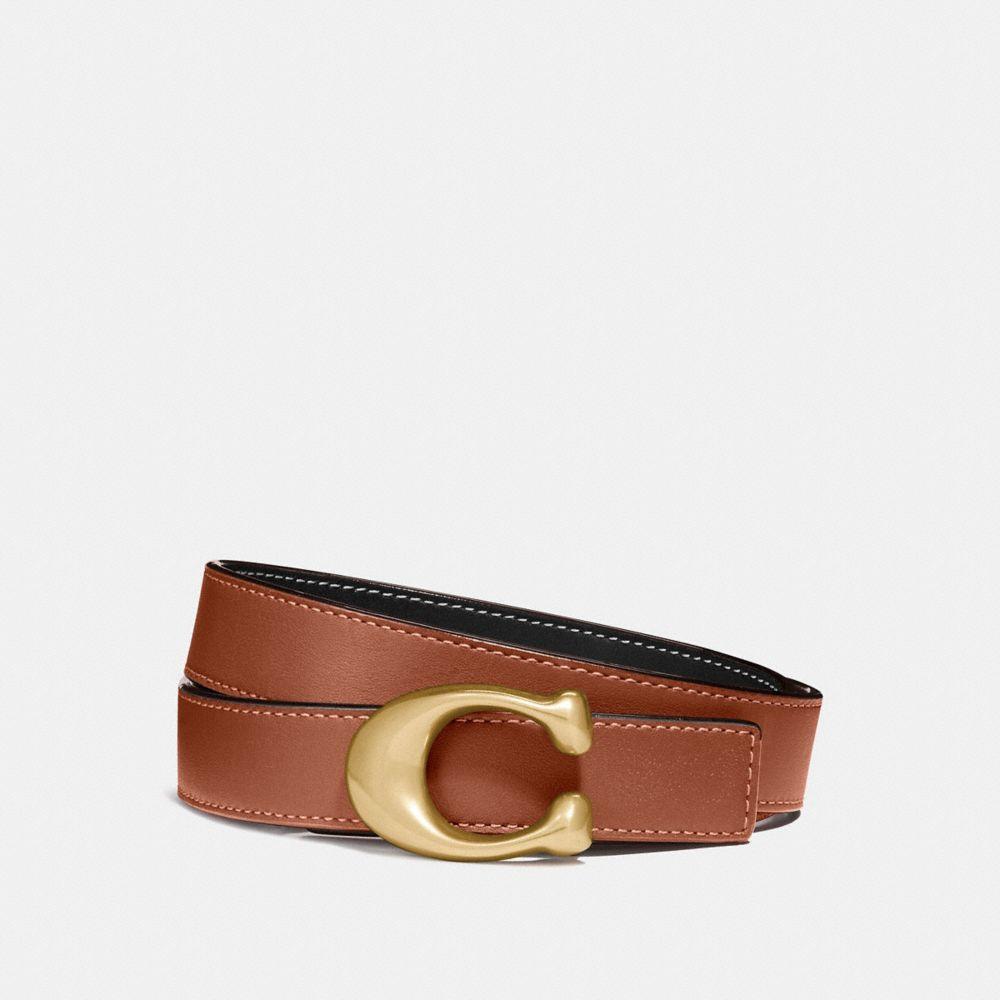 COACH Leather Signature Buckle Reversible Belt, 25mm in Red - Lyst