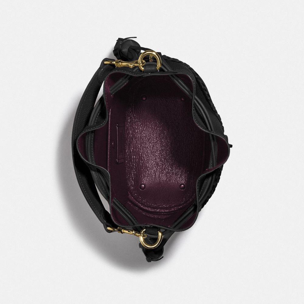 whipstitch pebble leather lora drawstring bucket bolsa