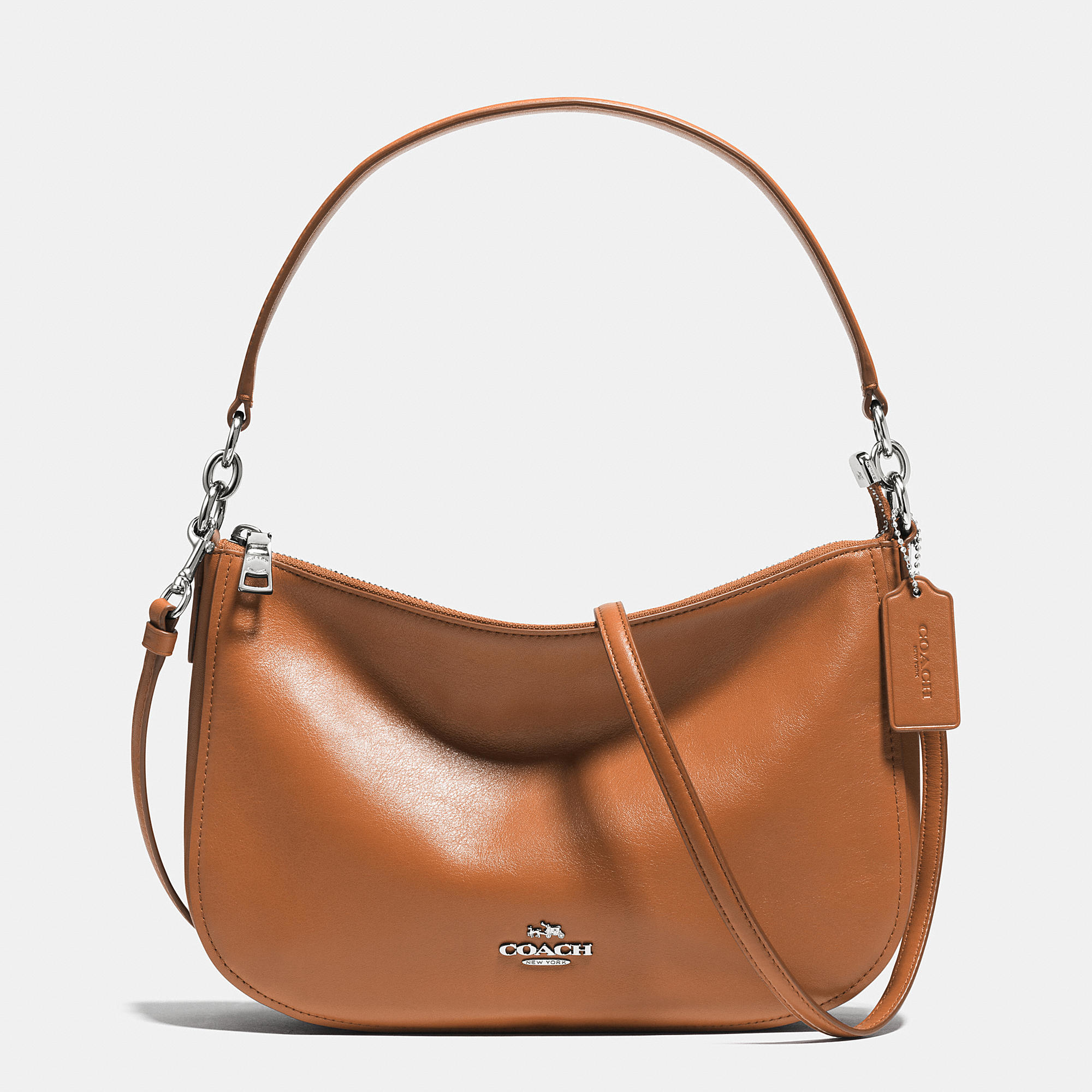Coach Chelsea Crossbody In Smooth Calf Leather in Brown (SILVER/WILDFLOWER) | Lyst