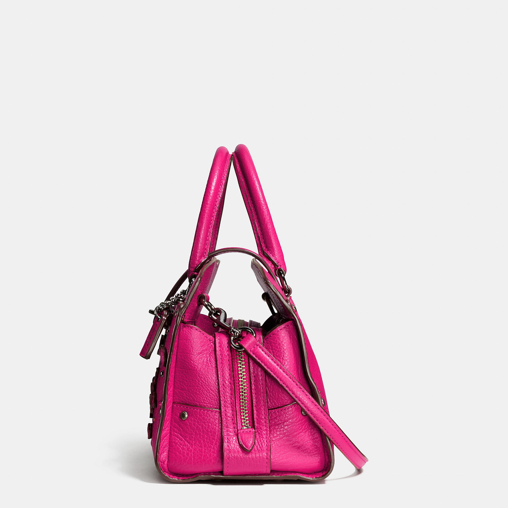 COACH Willow Floral Mercer Satchel 24 In Grain Leather in Pink - Lyst
