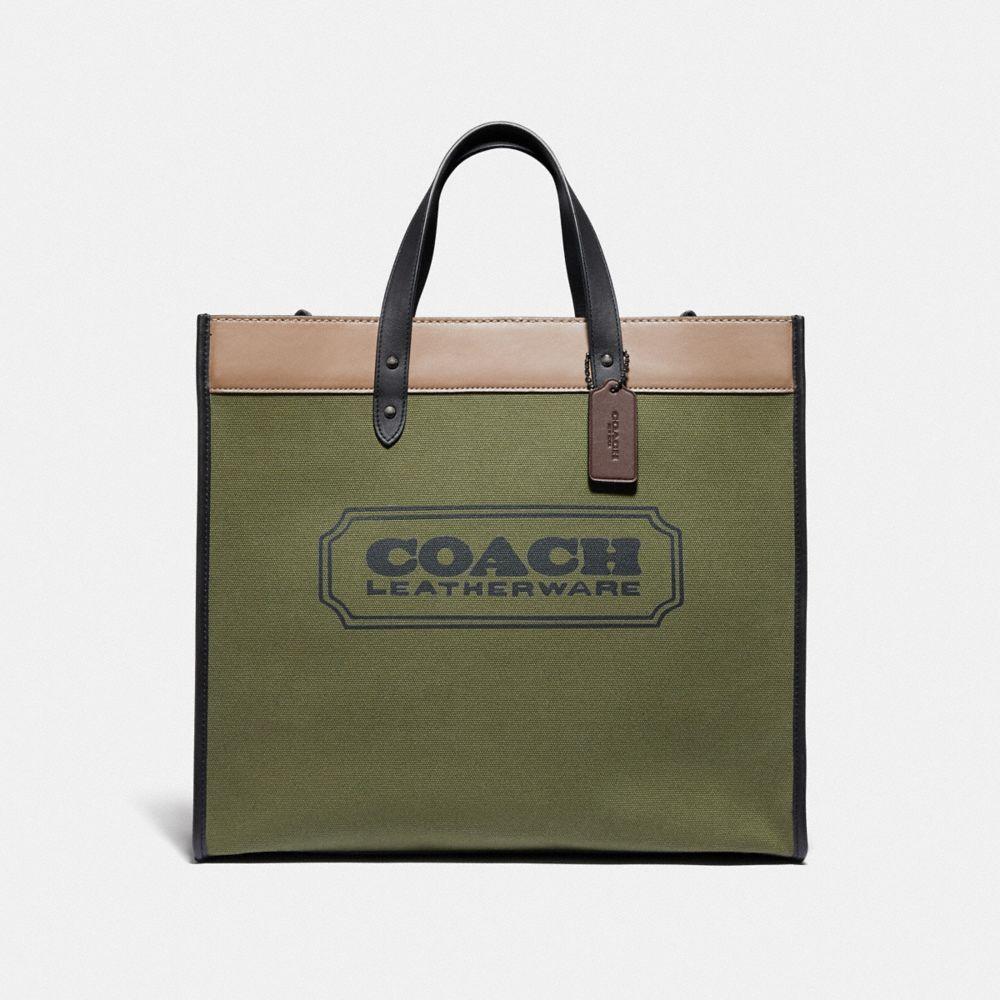 COACH Leather Field Tote 40 In Colorblock in Green for Men - Lyst