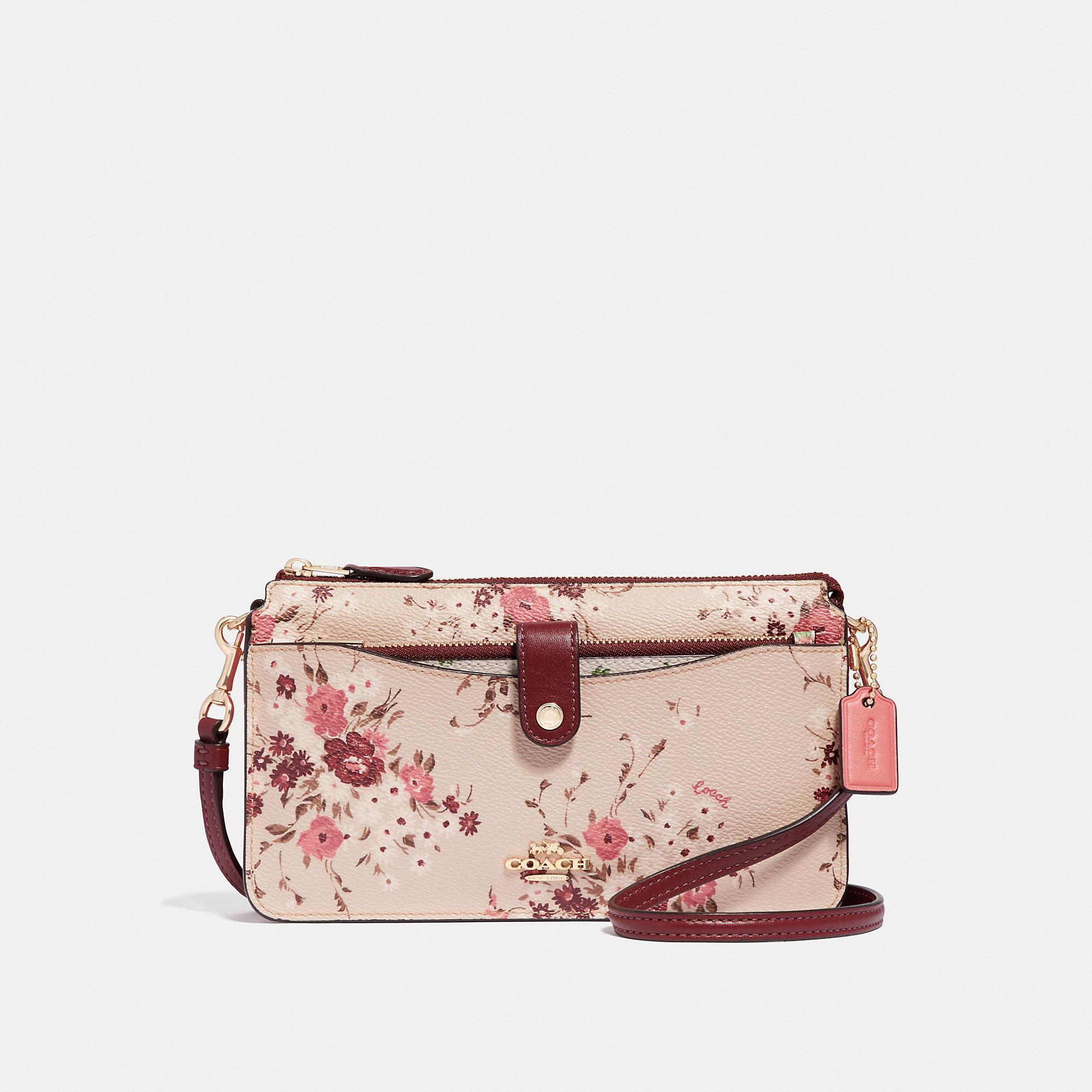COACH Leather Noa Pop-up Messenger With Mixed Floral Print in Pink 